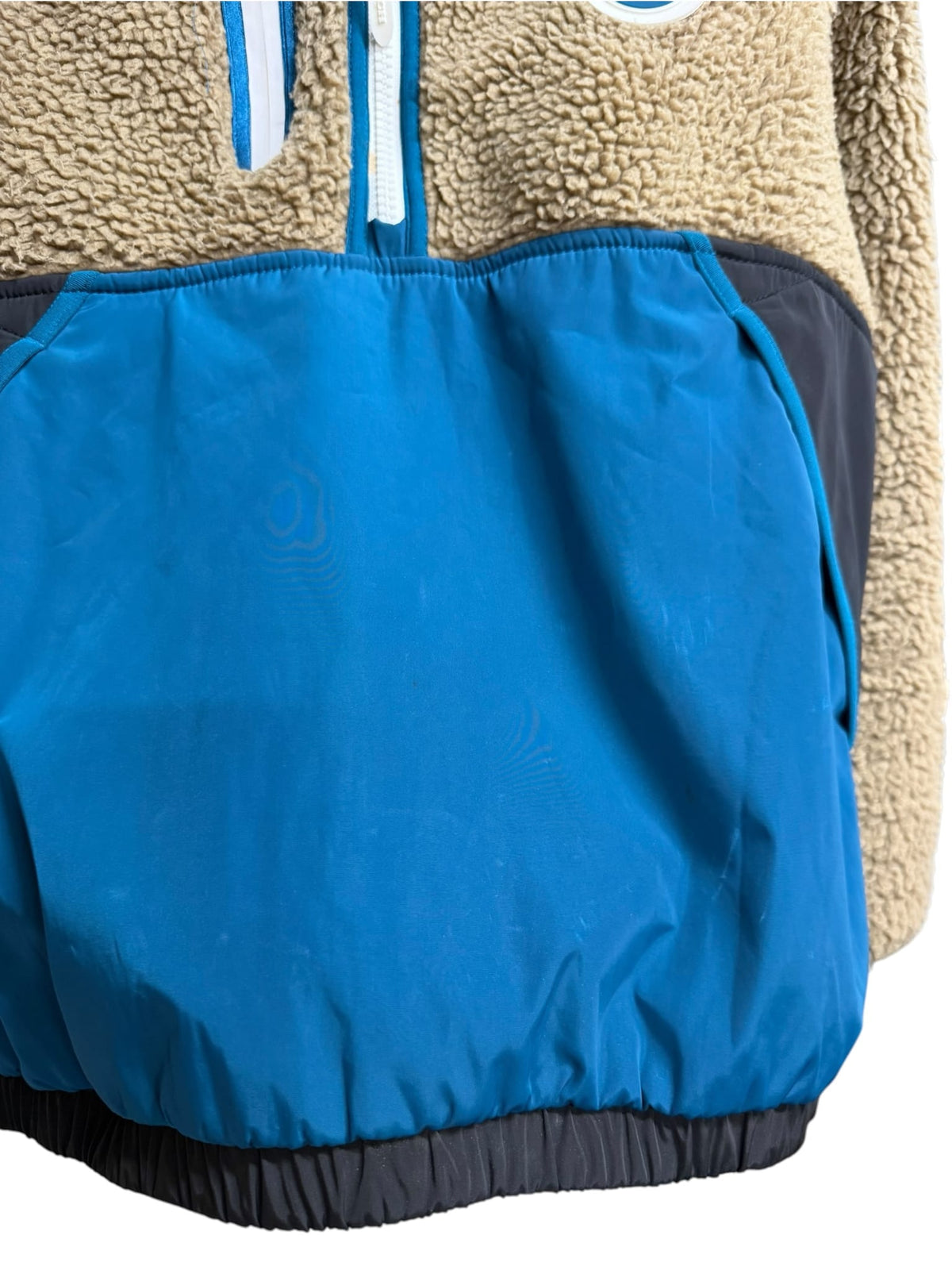 Coach Black/Blue/Beige Nylon Deep Pile Fleece Hooded Jacket