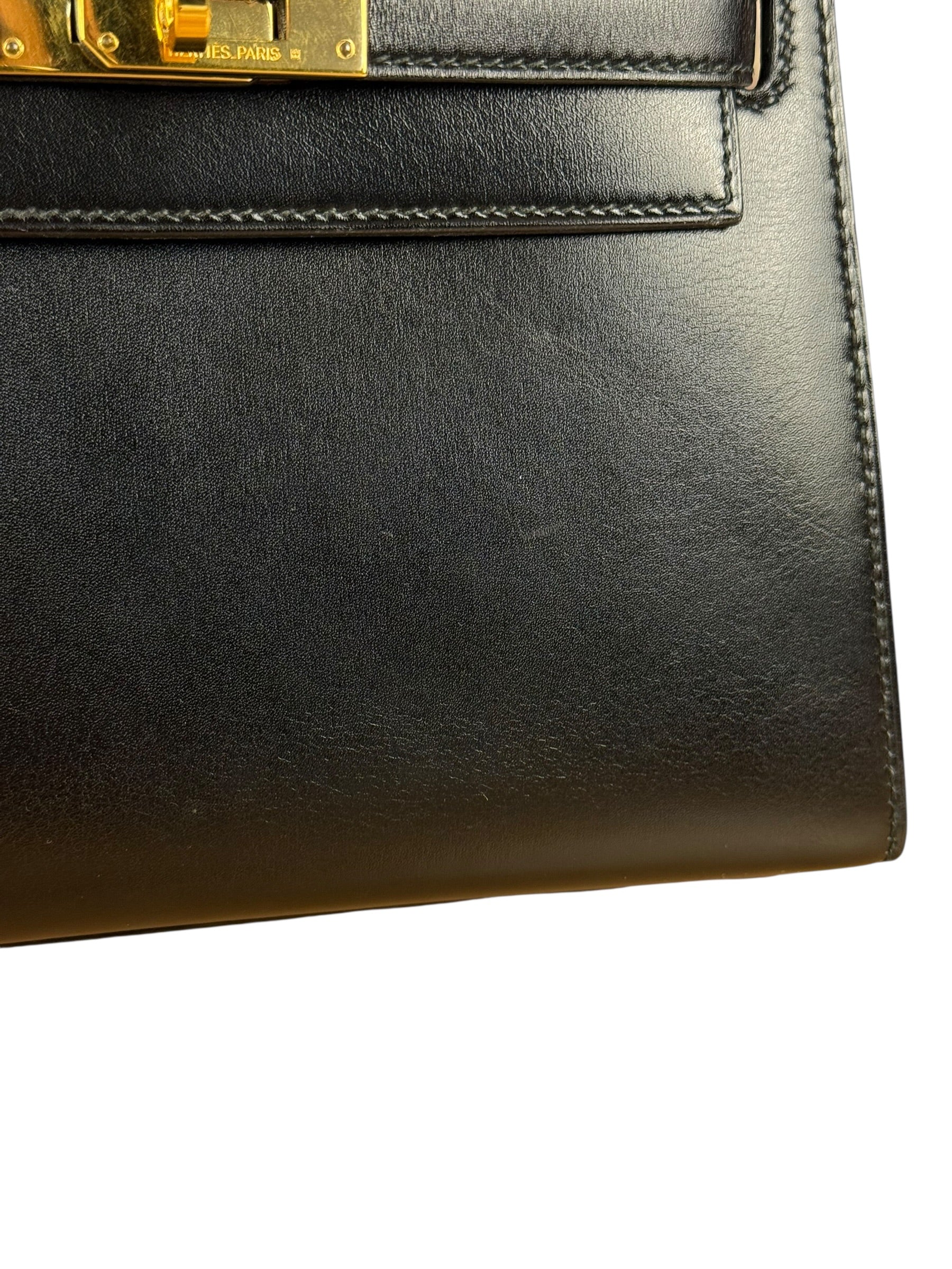 Hermes Black Mini Kelly 20 Box Calf 1991