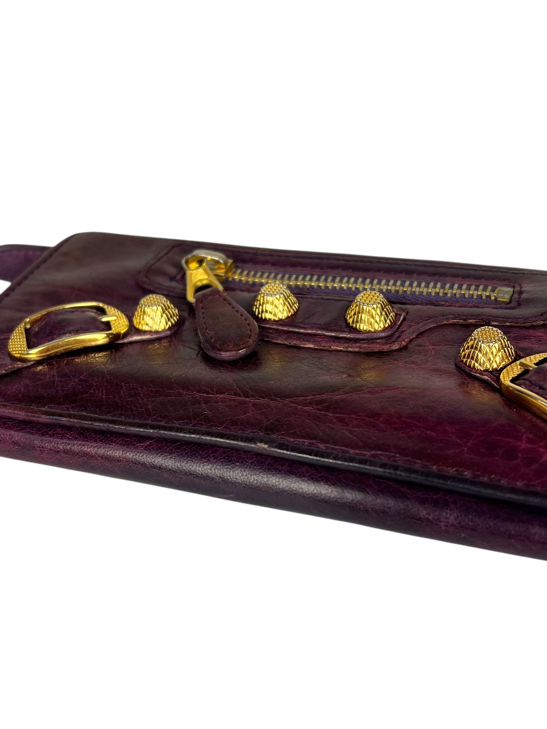 Balenciaga Purple Moto Flap Wallet