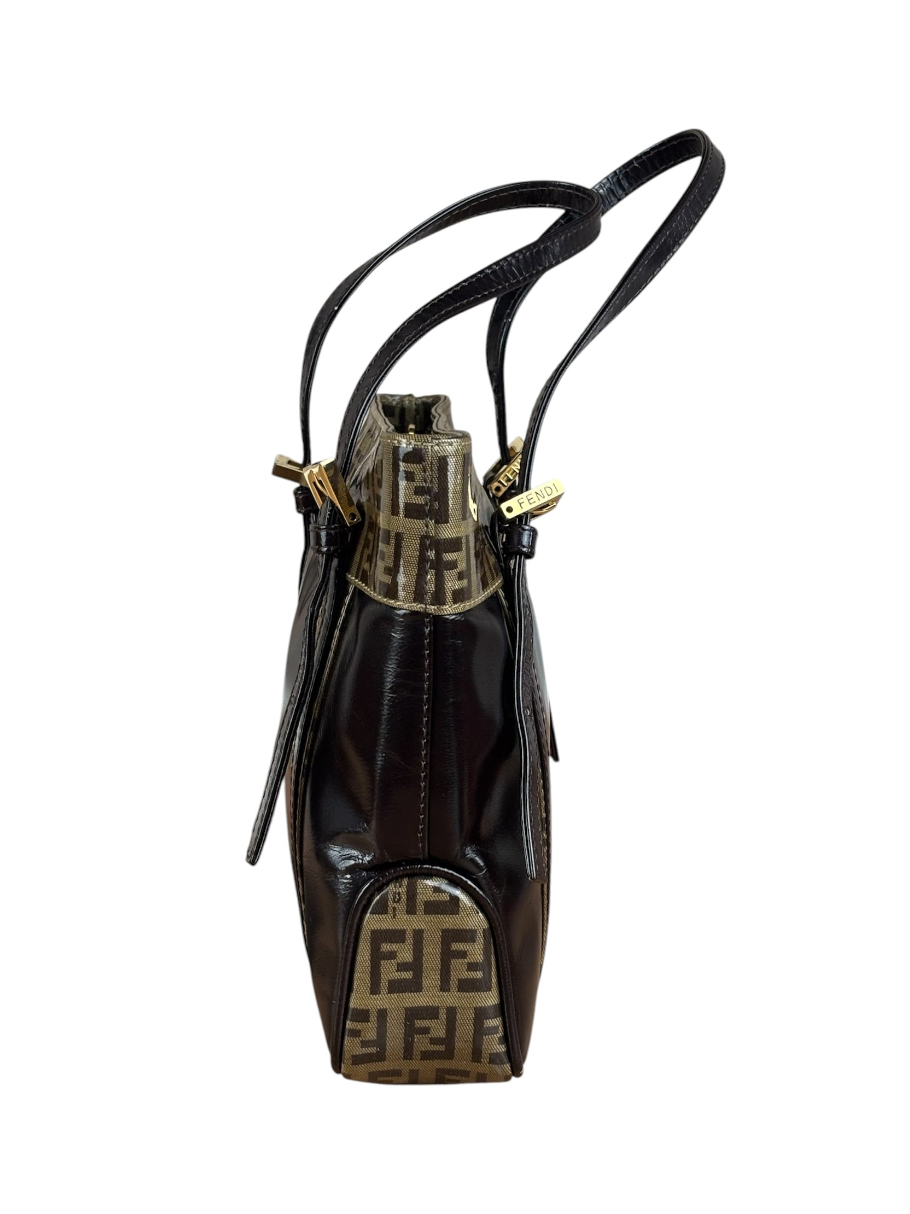 Fendi Vintage Zucca Patent Canvas Tote Bag