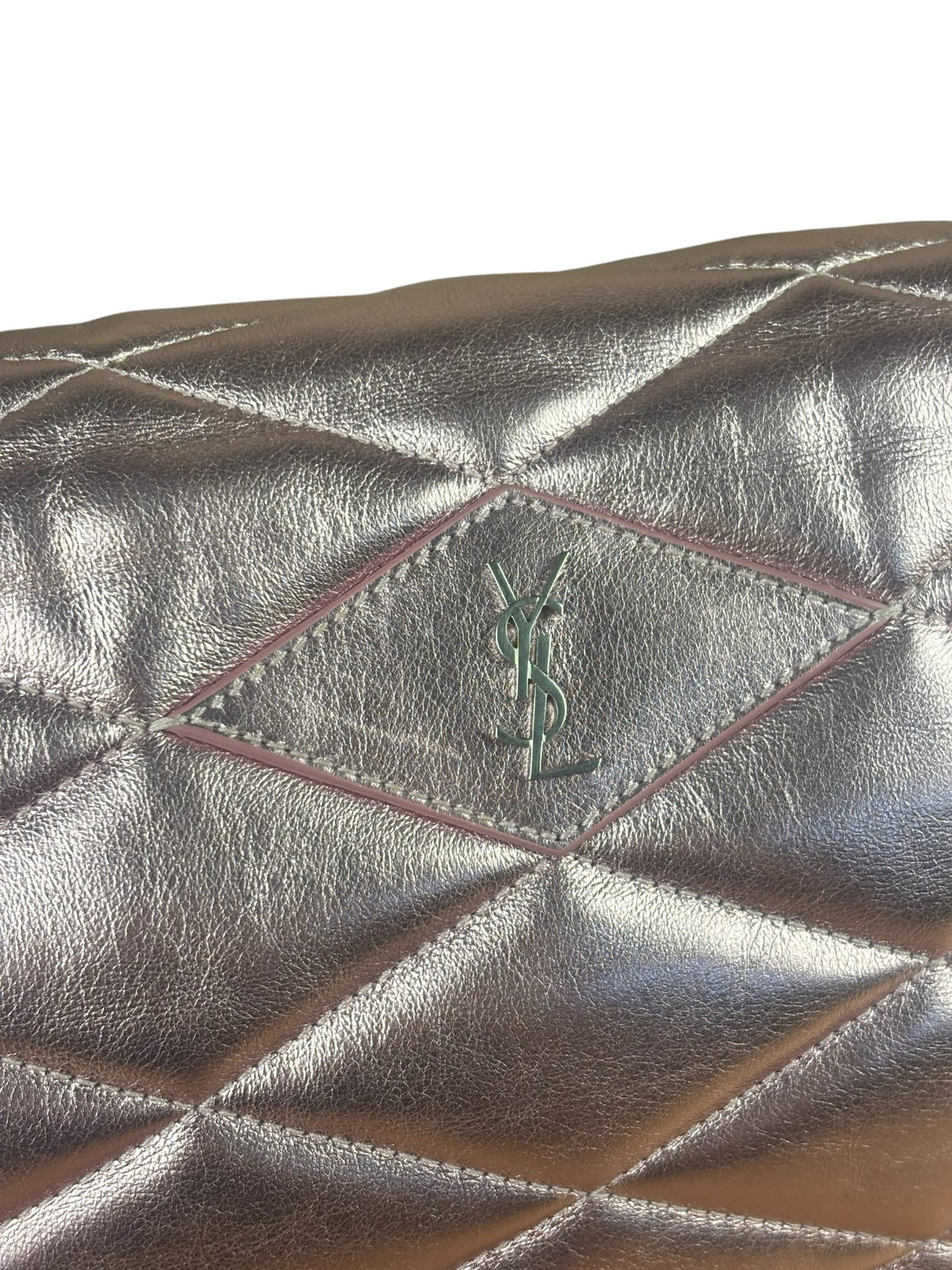 YSL Metallic Pink Quilted Lambskin LargeSade Puffer Envelope Clutch