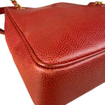 Chanel Red Caviar Leather CC Logo Tote Bag