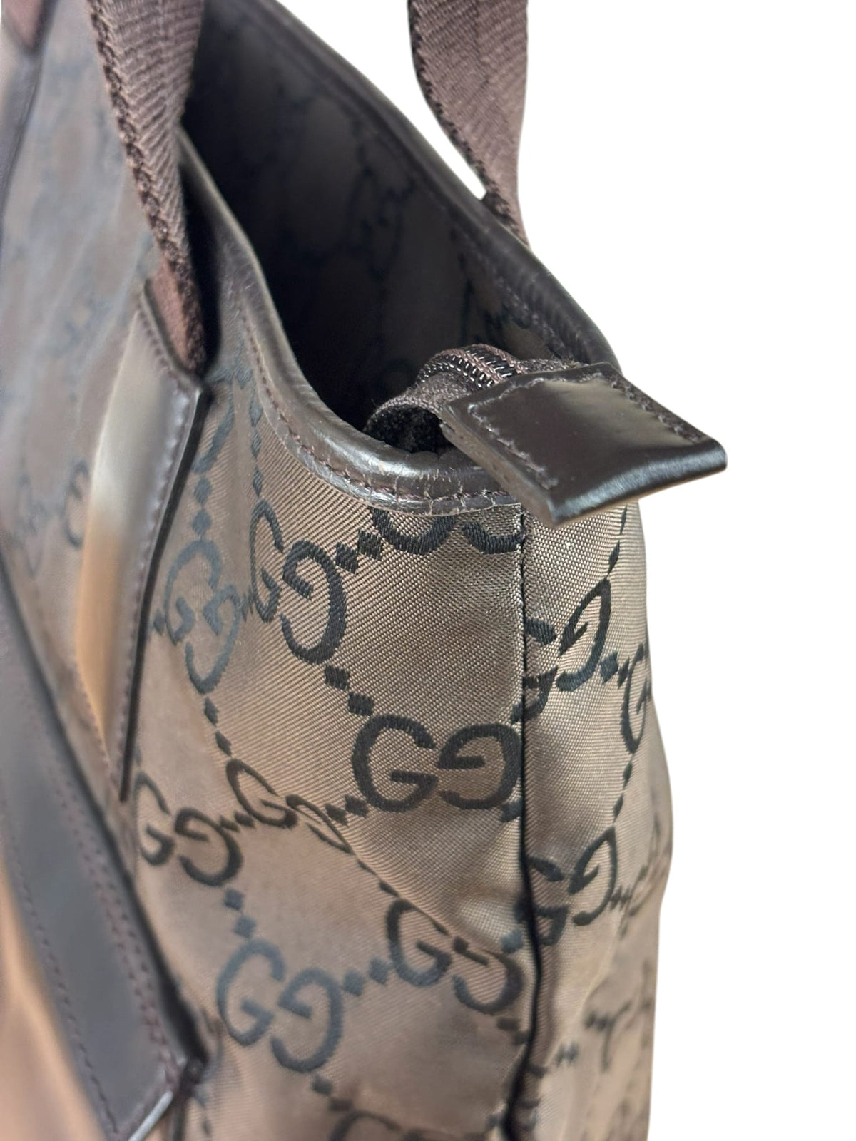 Gucci GG Nylon Tote Bag Brown Monogram Canvas