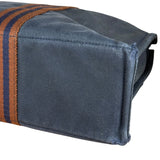 Hermes Vintage Blue/Brown Fourre-Tout Canvas Tote Bag MM