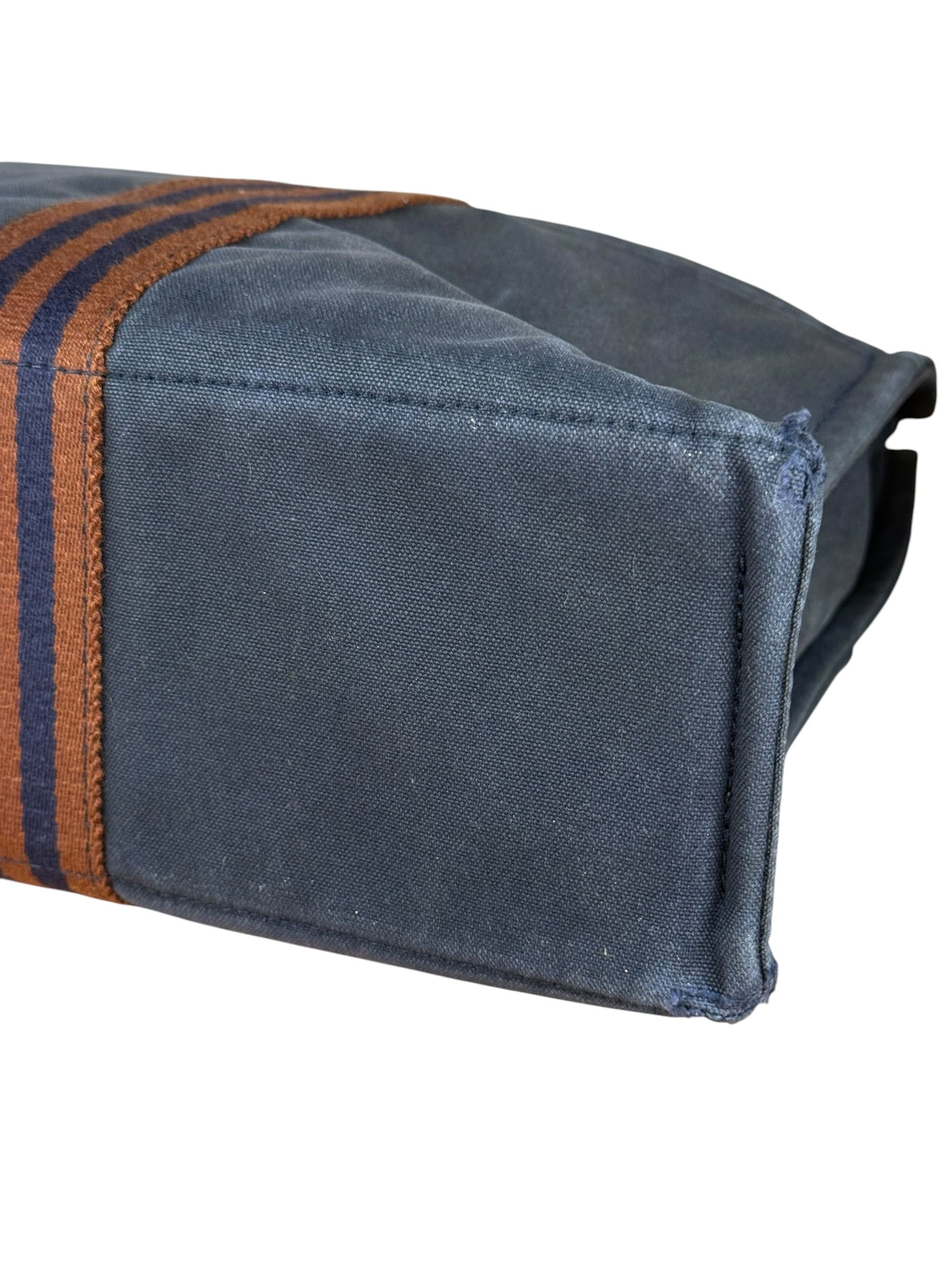 Hermes Vintage Blue/Brown Fourre-Tout Canvas Tote Bag MM
