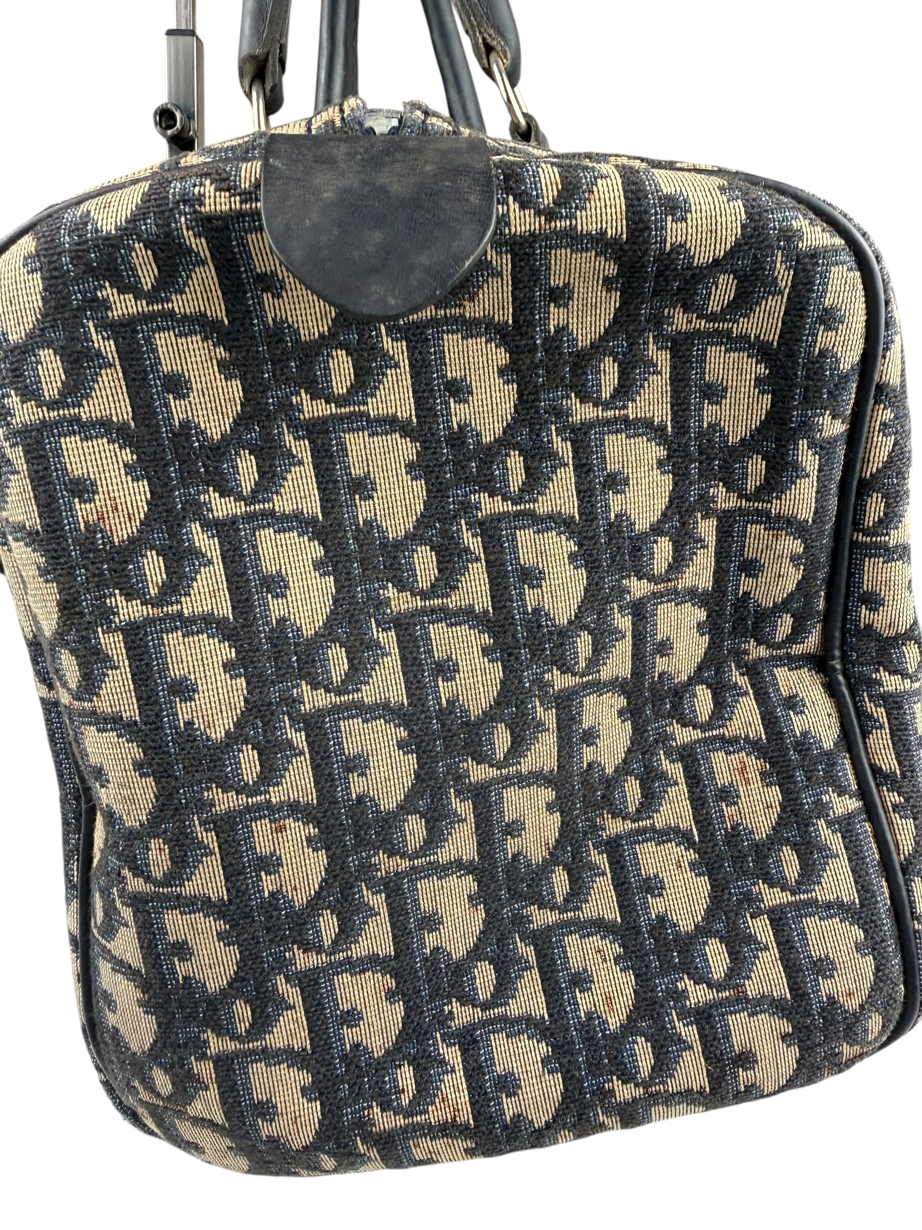 Christian Dior Vintage Canvas Monogram Trotter Oblique Boston Hand Bag