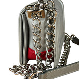 Chanel CC Silver Lambskin Quilted Boy Bag Red Stingray 2012