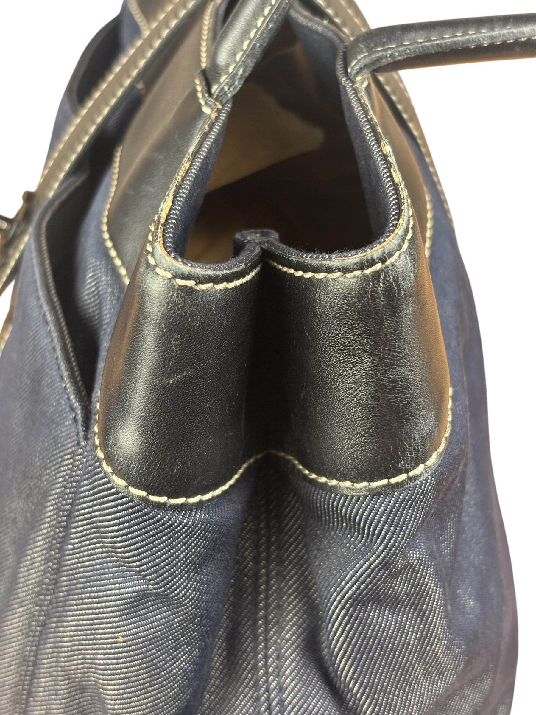 Chanel Vintage Denim/Black Leather CC Turn-Lock Tote Bag 2001