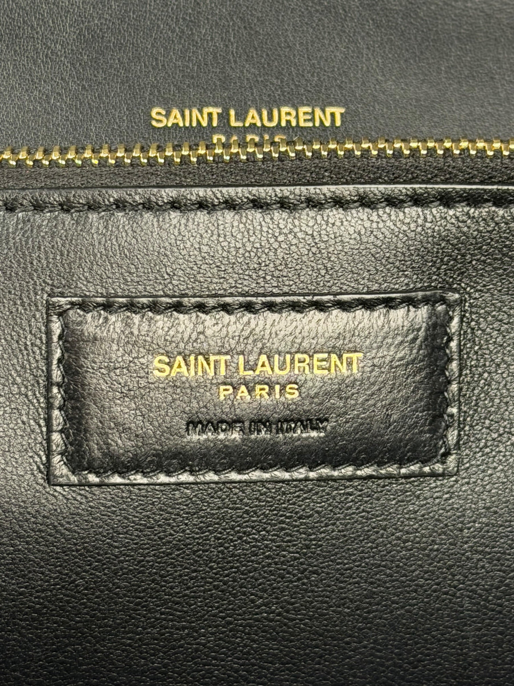 YSL Bicolor Quilted-Suede Shearling Gaby Shoulder Bag