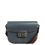 Gucci Grey Leather 1955 Horsebit Shoulder Bag
