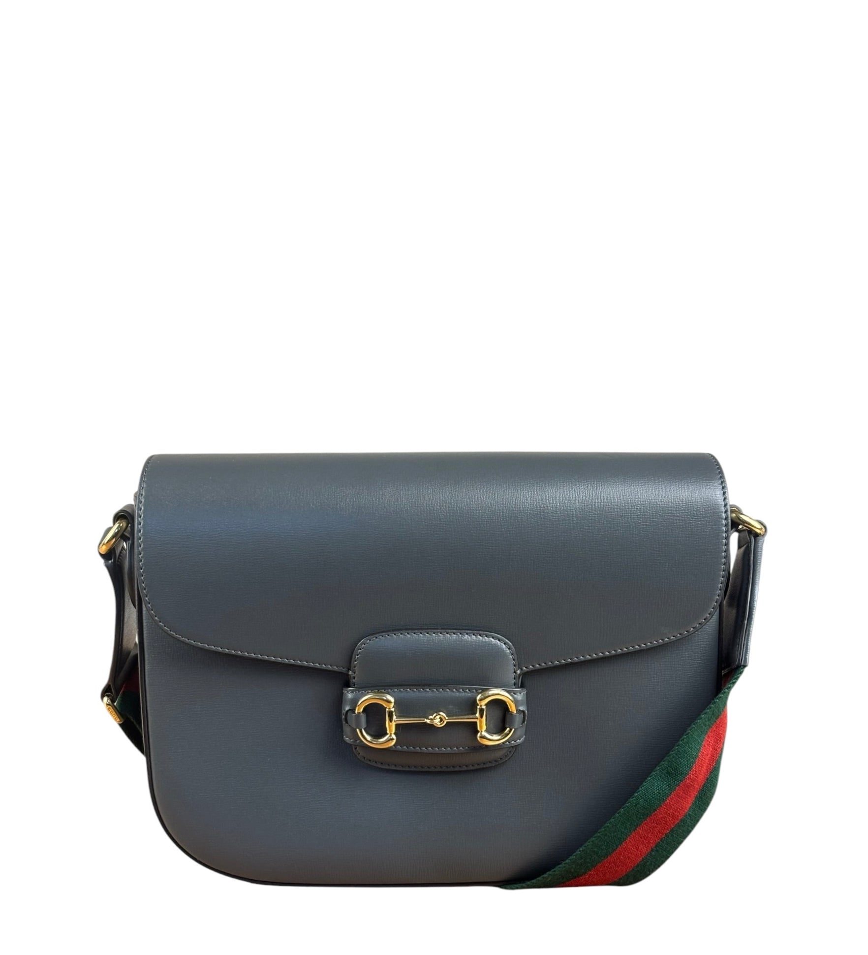 Gucci Grey Leather 1955 Horsebit Shoulder Bag