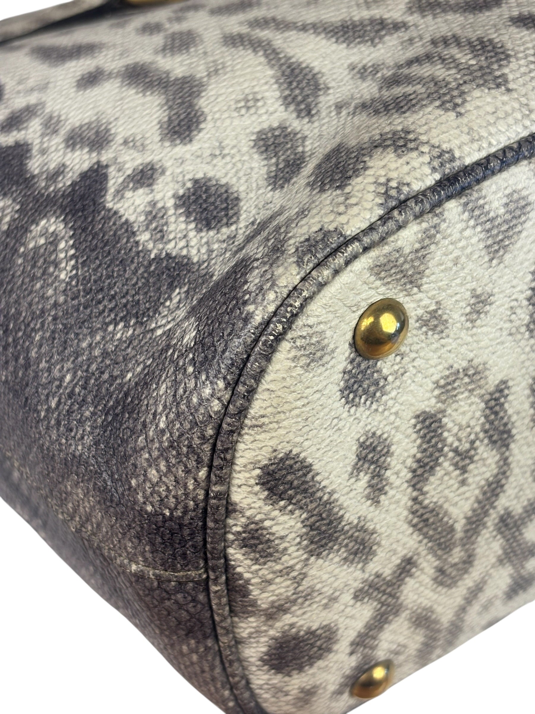 Gucci Cream/Grey Python-Embossed Horsebit Bright Bit Tote