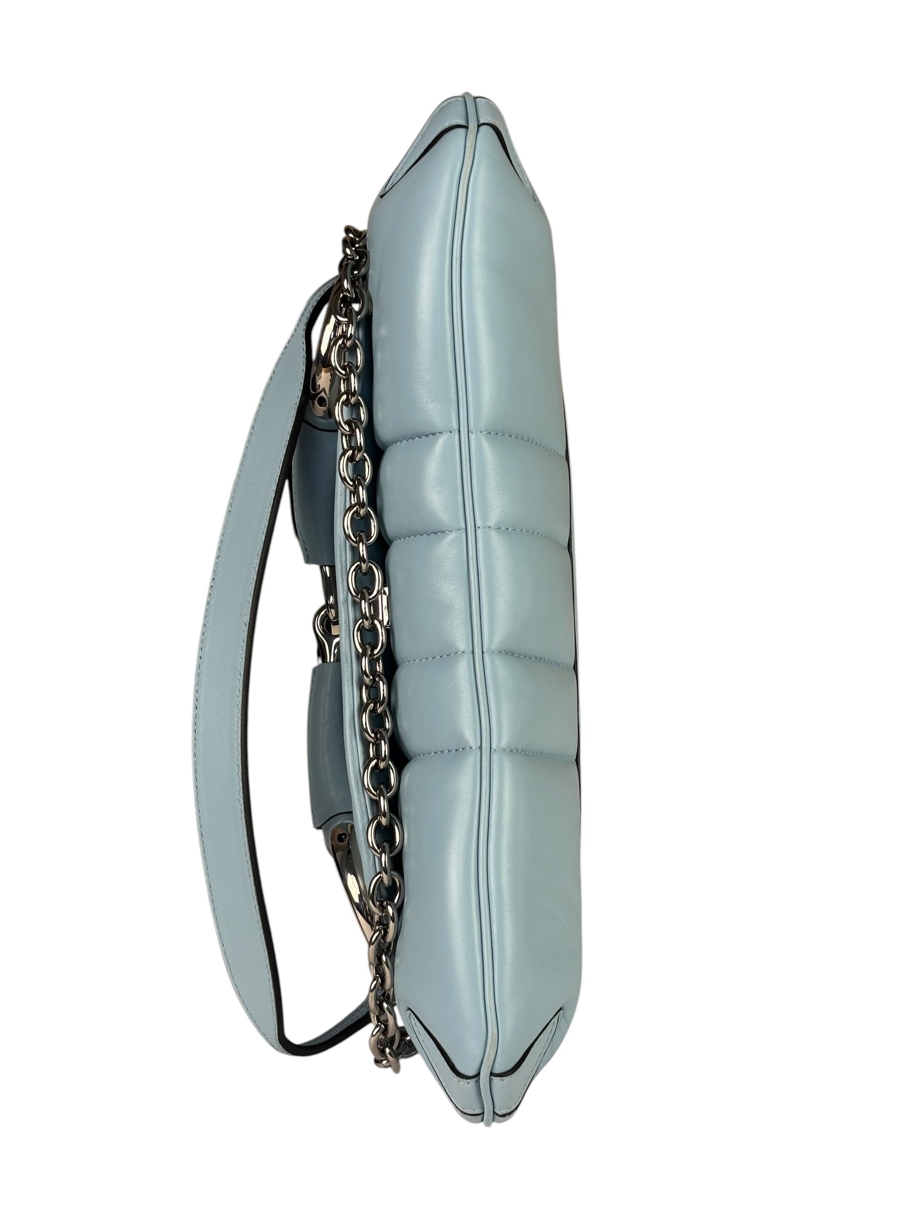 Gucci Blue Leather Horsebit Chain Shoulder Bag