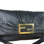 Fendi Black Pebbled Leather Mia Flap Bag