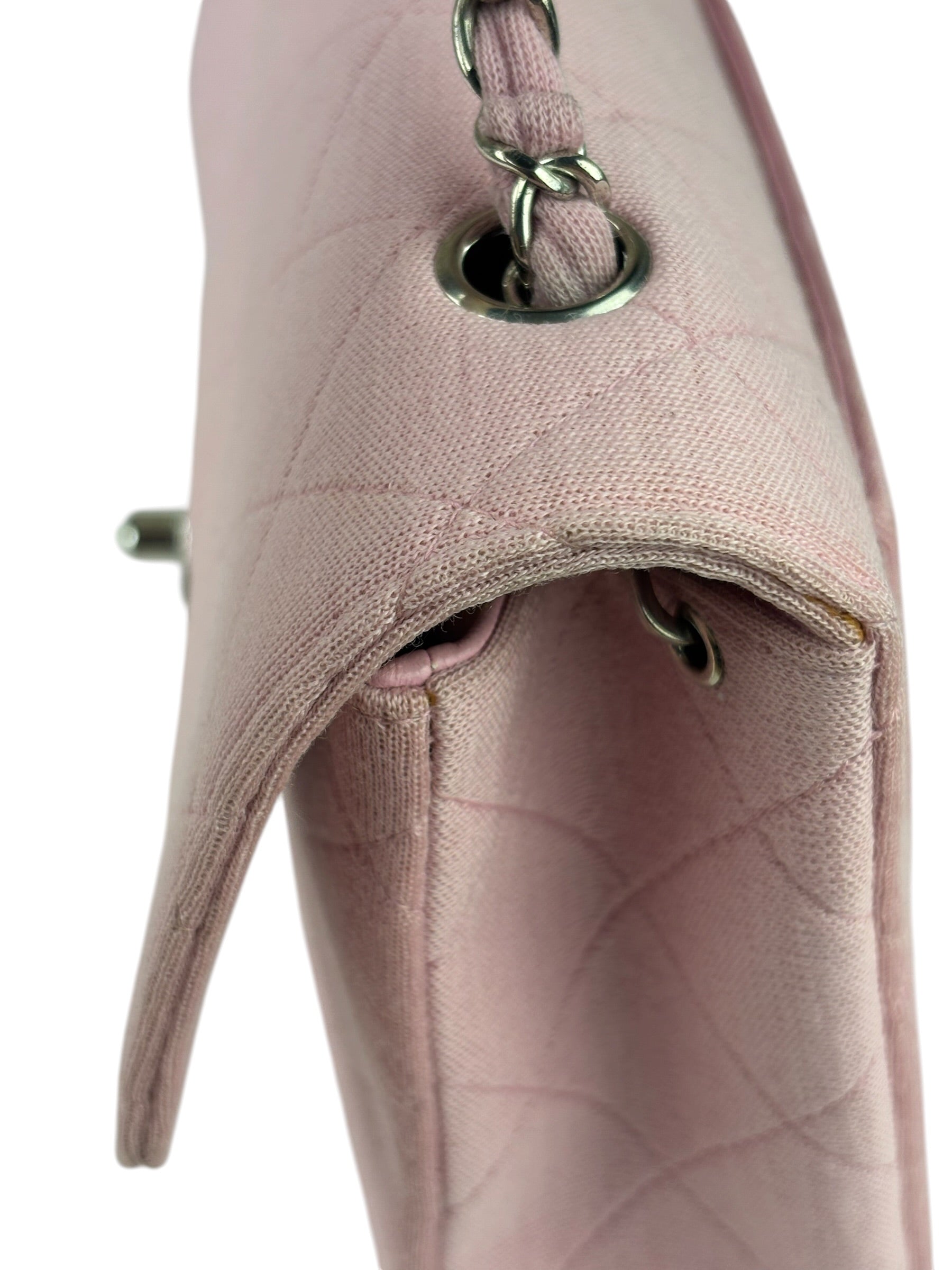 Chanel Pink Quilted Jersey Classic Flap Bag 1997