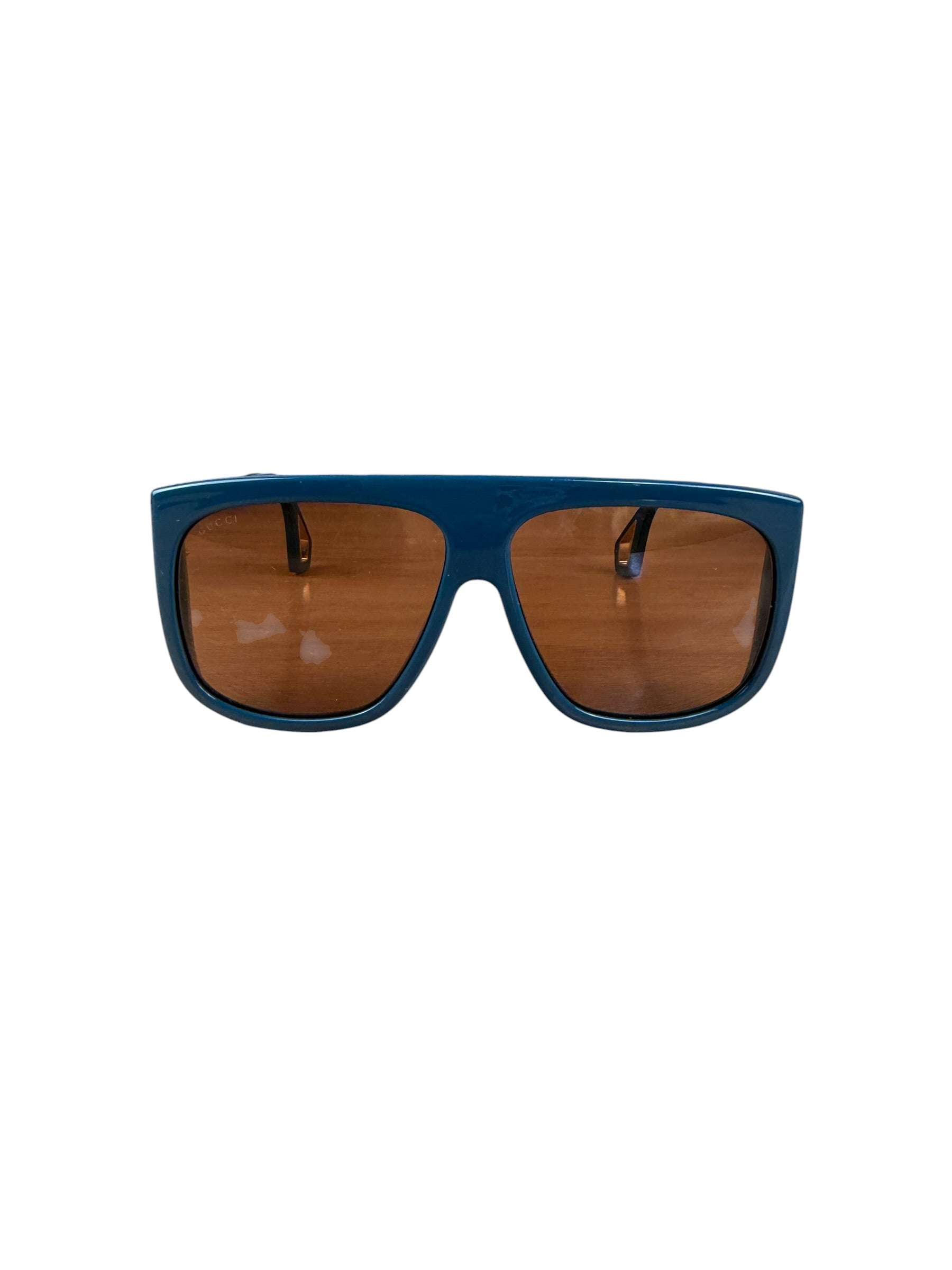Gucci Blue Acetate Square Frame Interjection Sunglasses