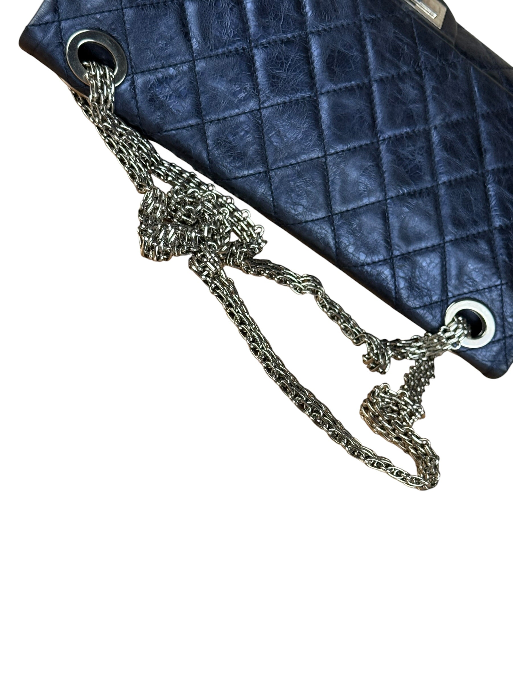 Chanel Blue Metallic Aged Quilted 2.55 Double Flap Bag 2008