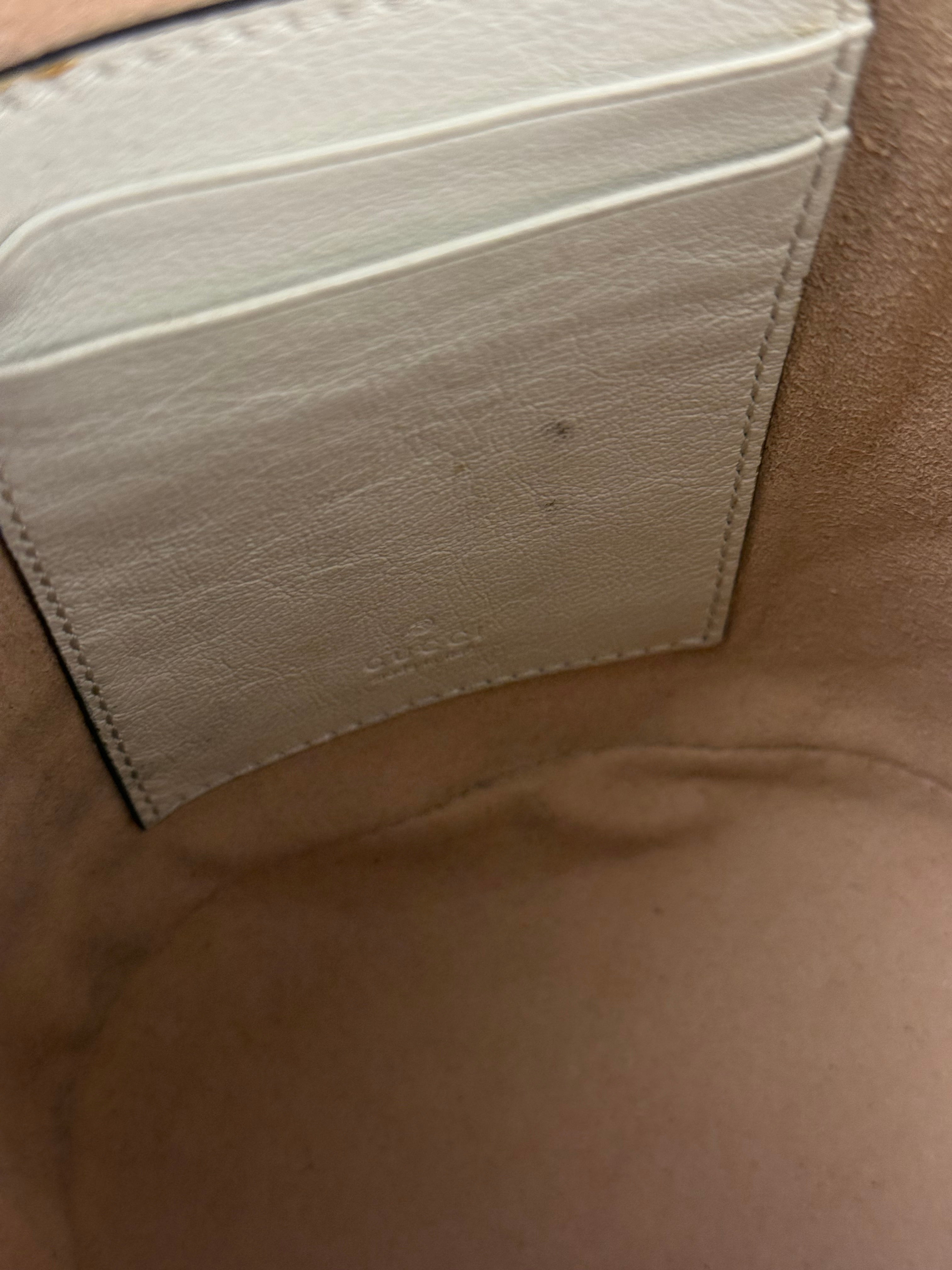 Gucci GG Ivory Leather Marmont Chain Bucket Bag