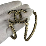 Chanel 22S Gold Metal/Black Leather Pendant Necklace