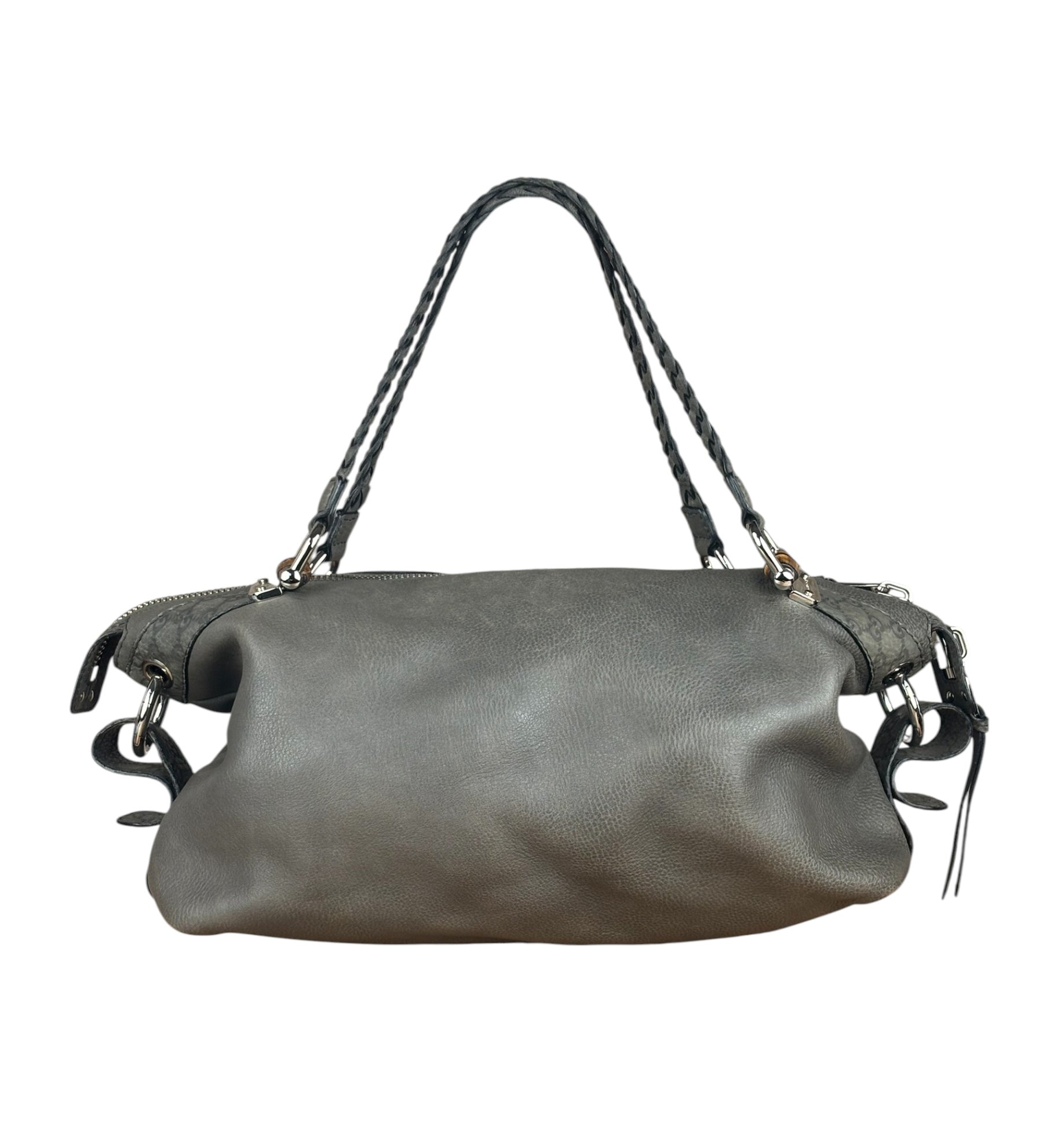 Gucci Supple Gray Bamboo Bar Medium Shoulder Bag