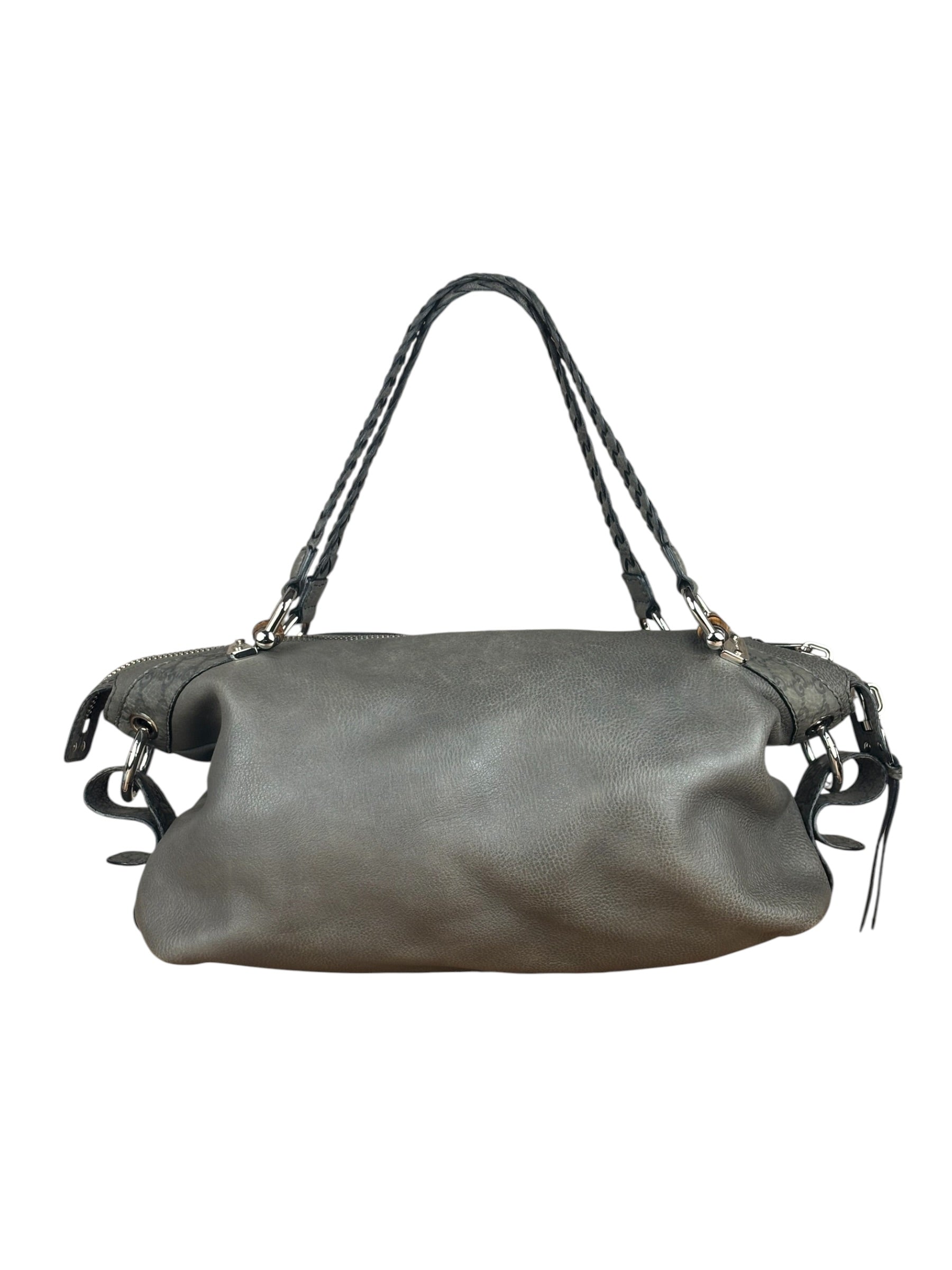 Gucci Supple Gray Bamboo Bar Medium Shoulder Bag