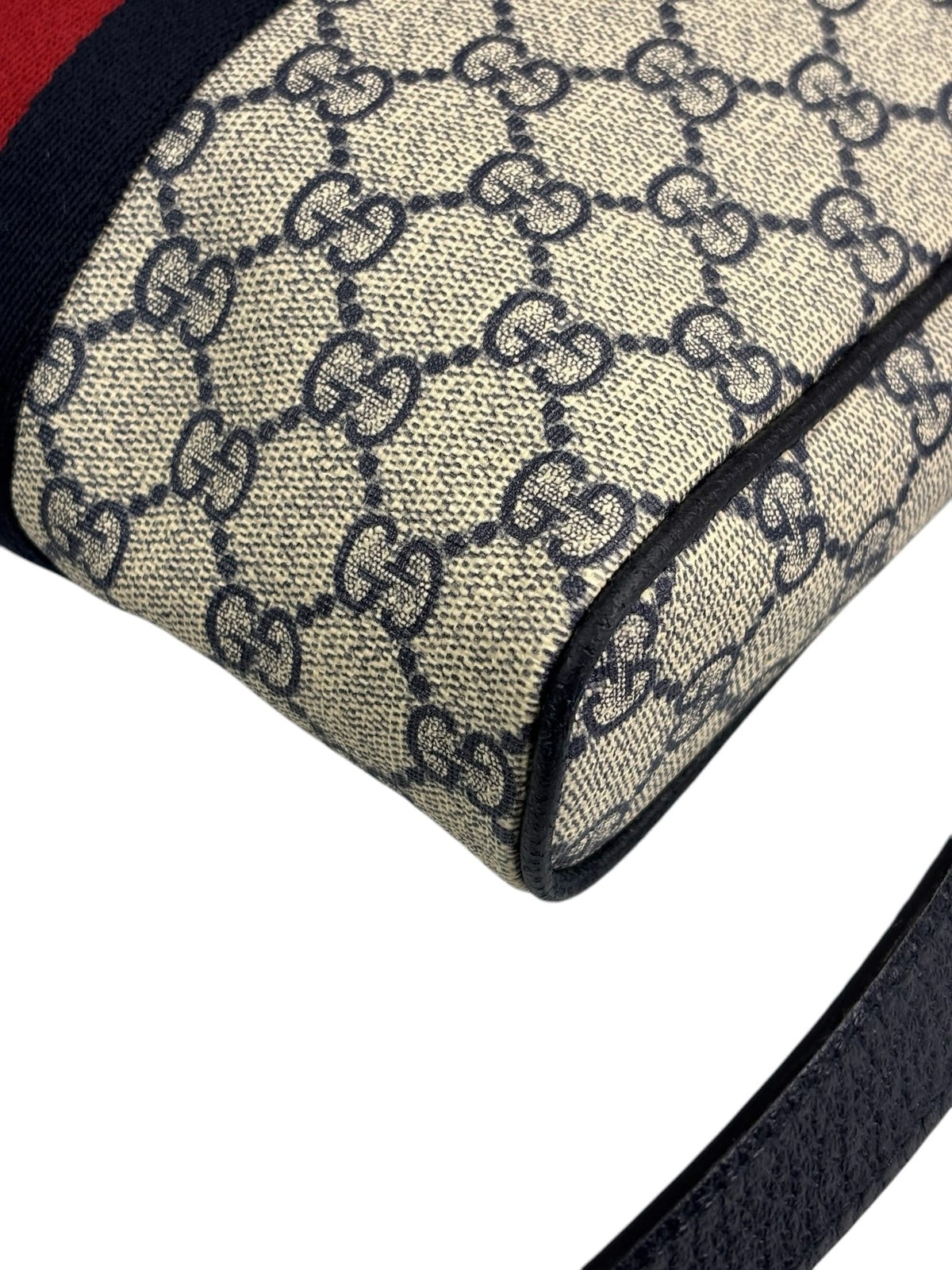 Gucci Navy Leather GG Supreme Ophidia Small Messenger Bag