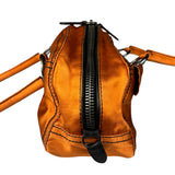 Prada Orange Satin Double Pocket Satchel Shoulder Bag
