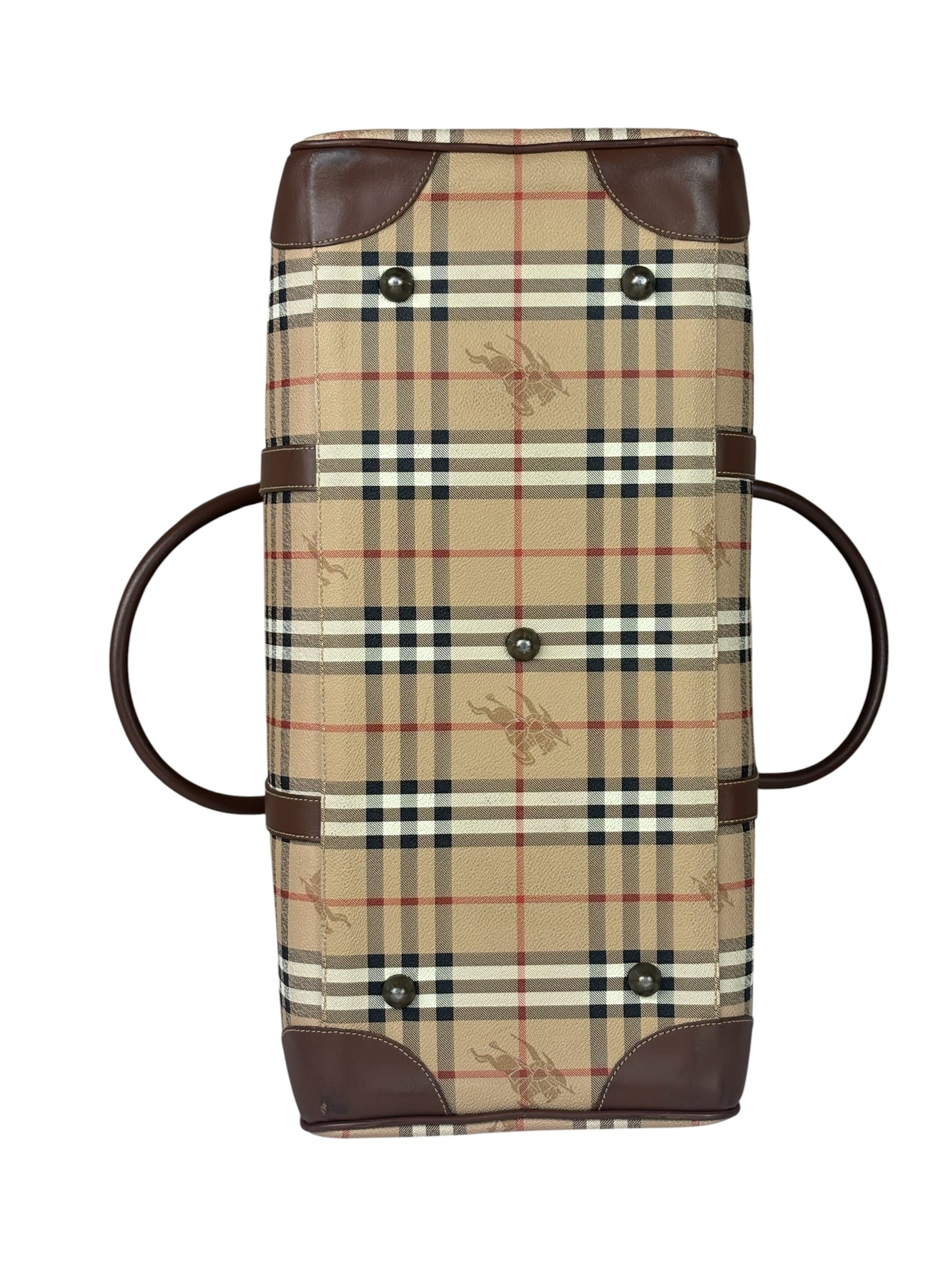 Burberry Beige/Brown Leather House Check Boston Bag