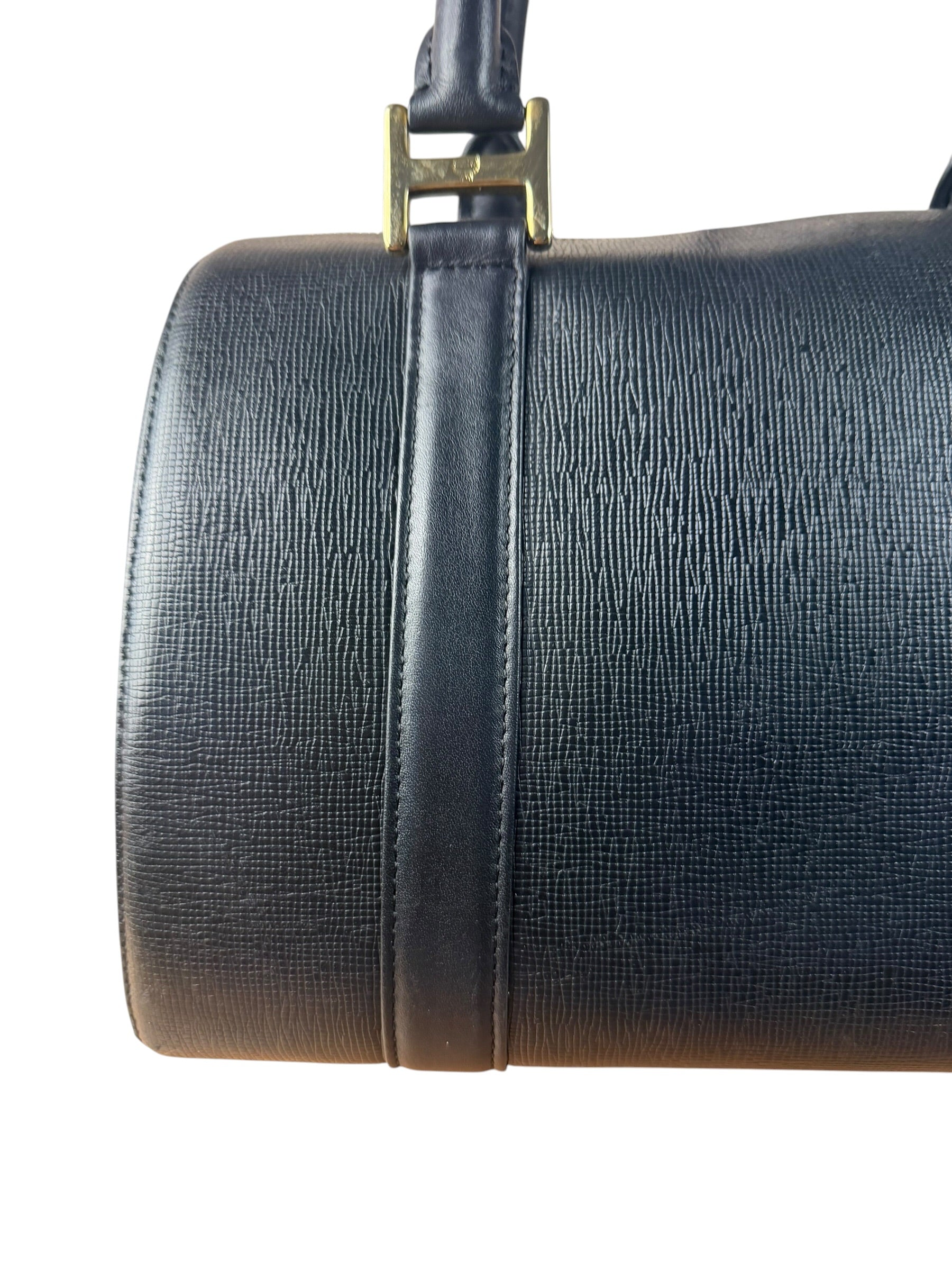 MCM Vintage Black Leather Boston Handbag