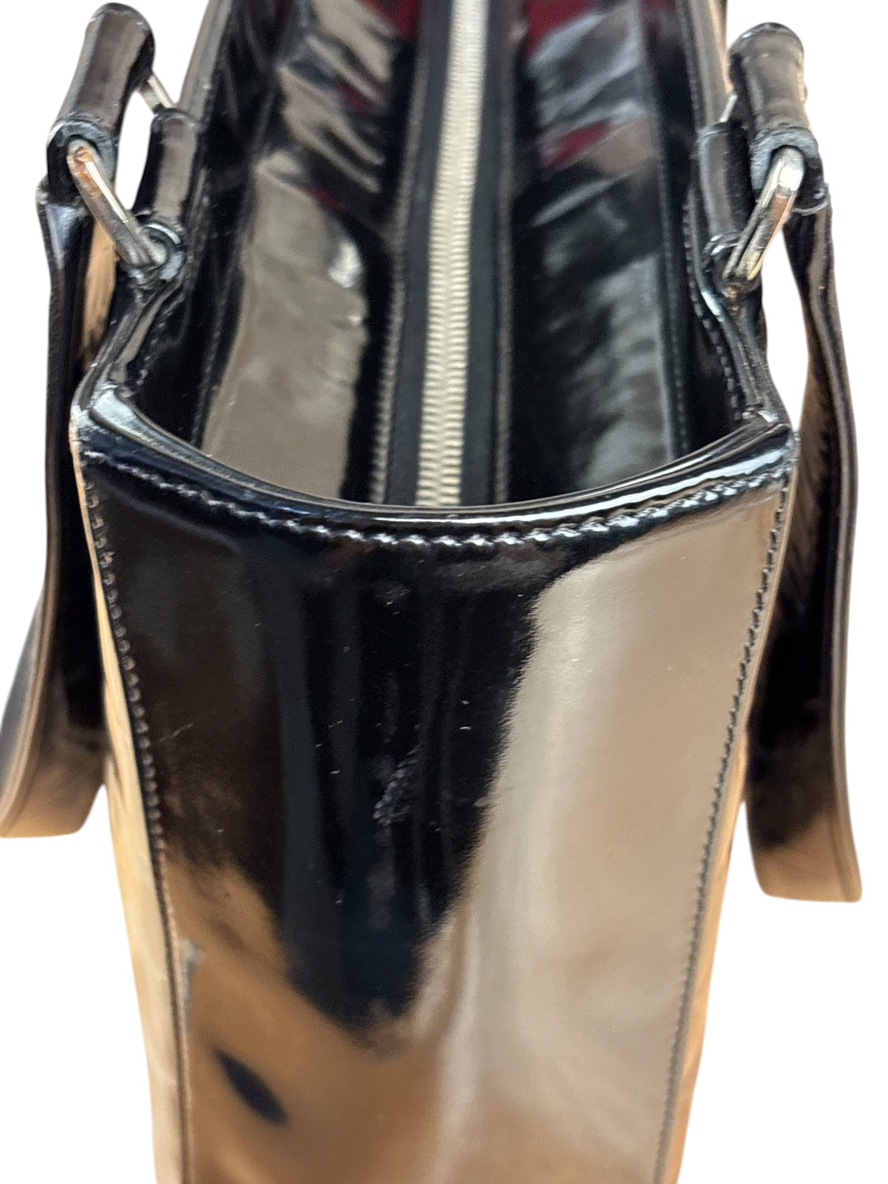 Chanel Glossy Black Patent Leather Chocolate Bar Tote Bag