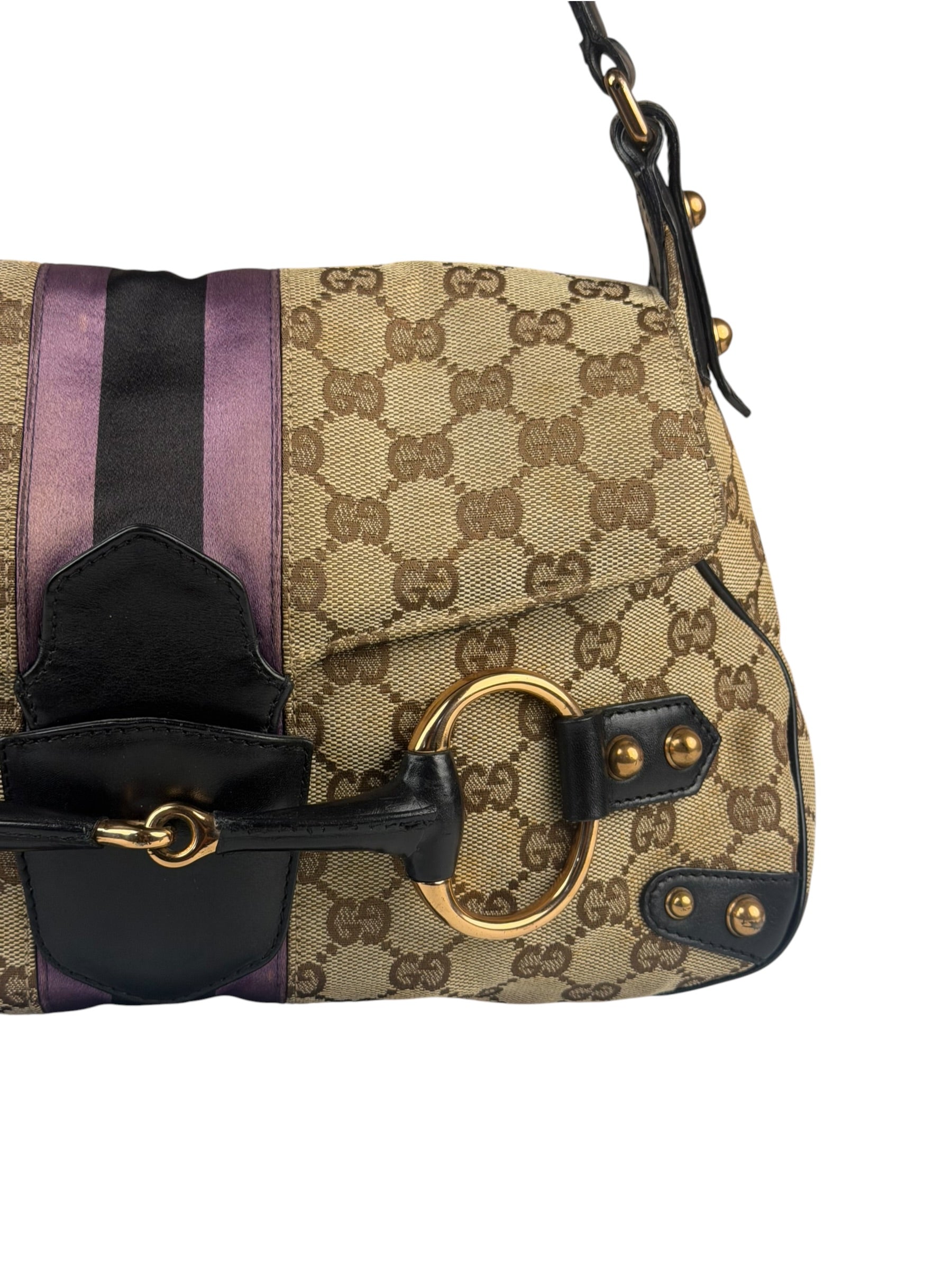Gucci GG Canvas Web Horsebit Shoulder Bag