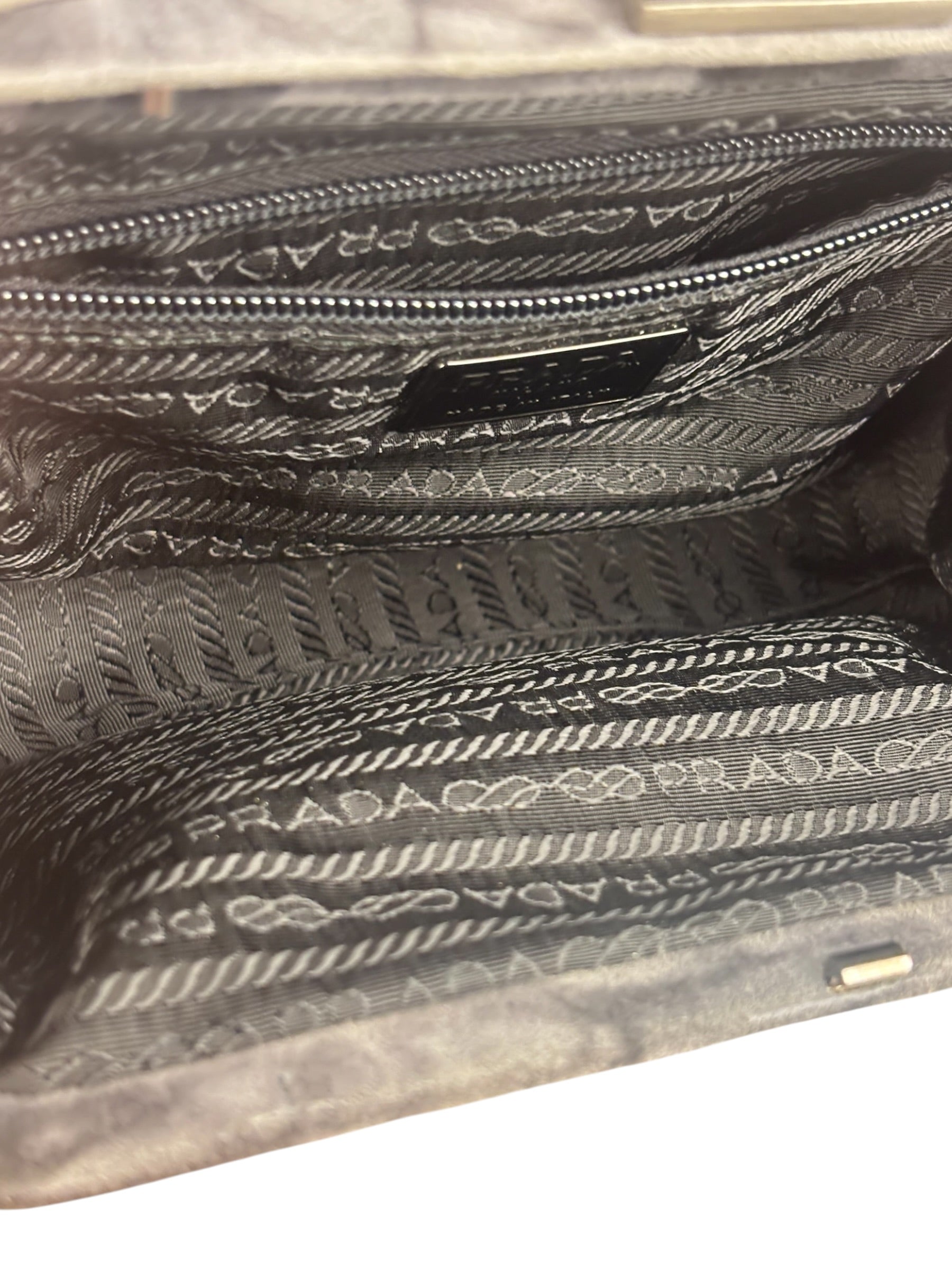 Prada Lux Grey Scamosciato Tie Dye Clutch Top Handbag