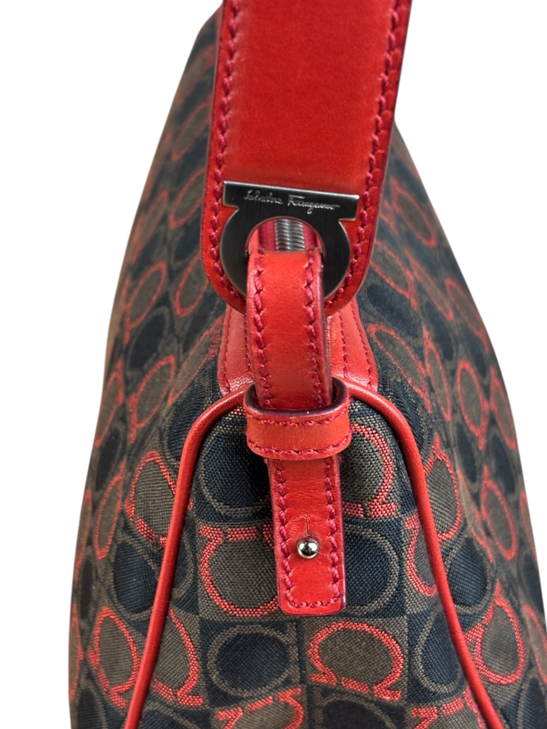 Salvatore Ferragamo Multicolor Leather Trim Monogram Gancini Pochette