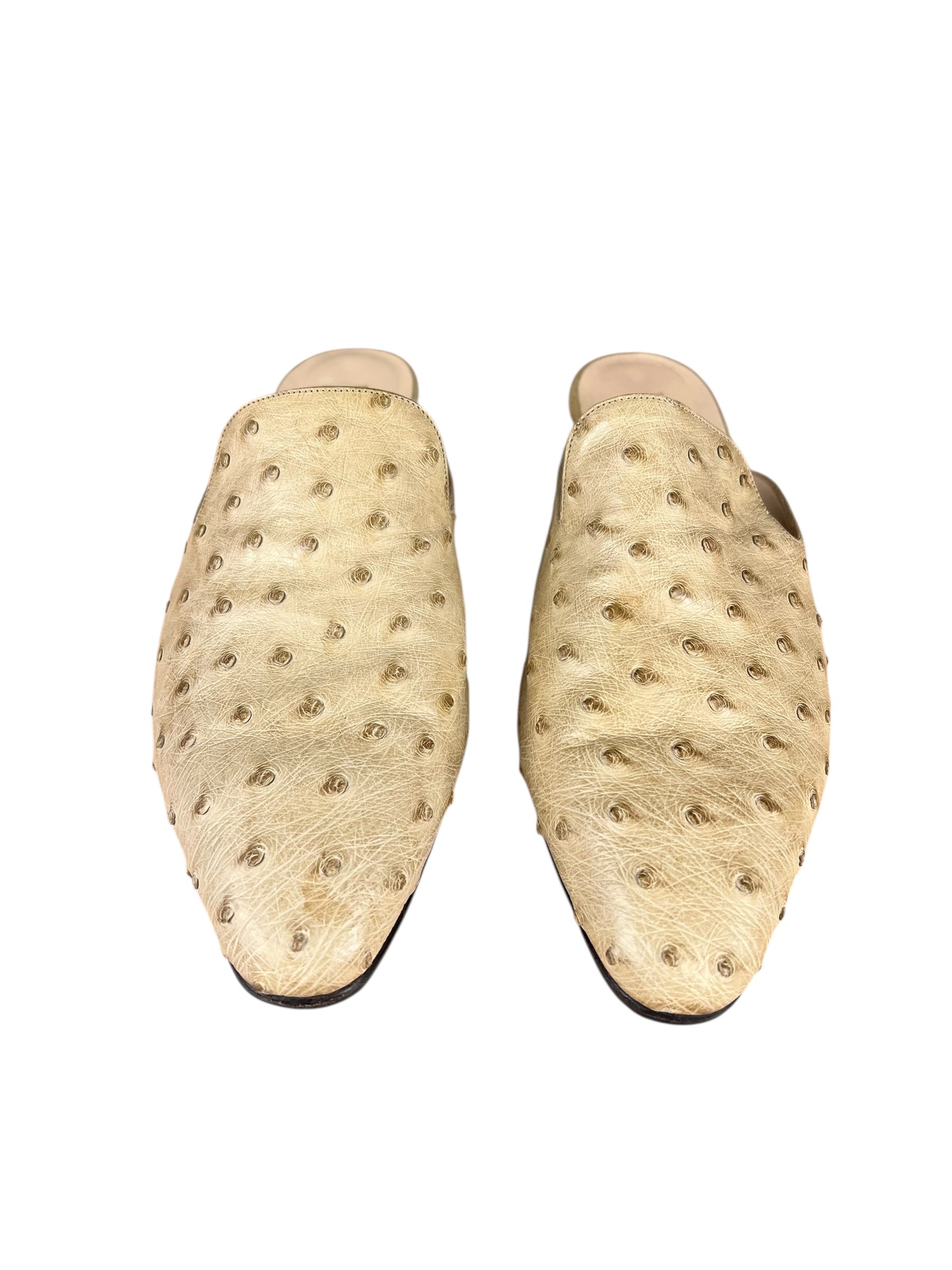Helene Arpels Ostrich Leather Mule Tan