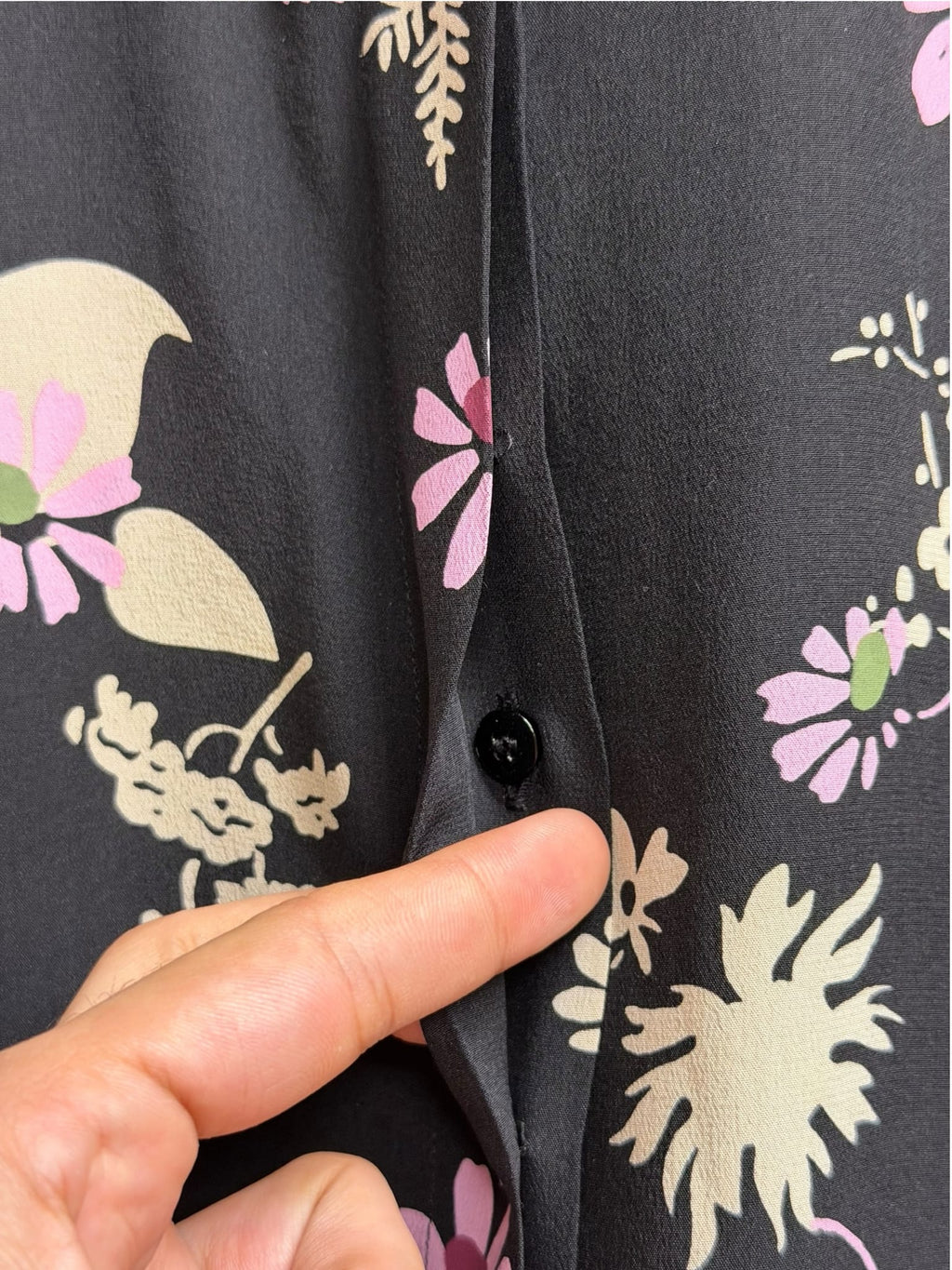 Valentino Black Floral Silk Button Up (Size 4)