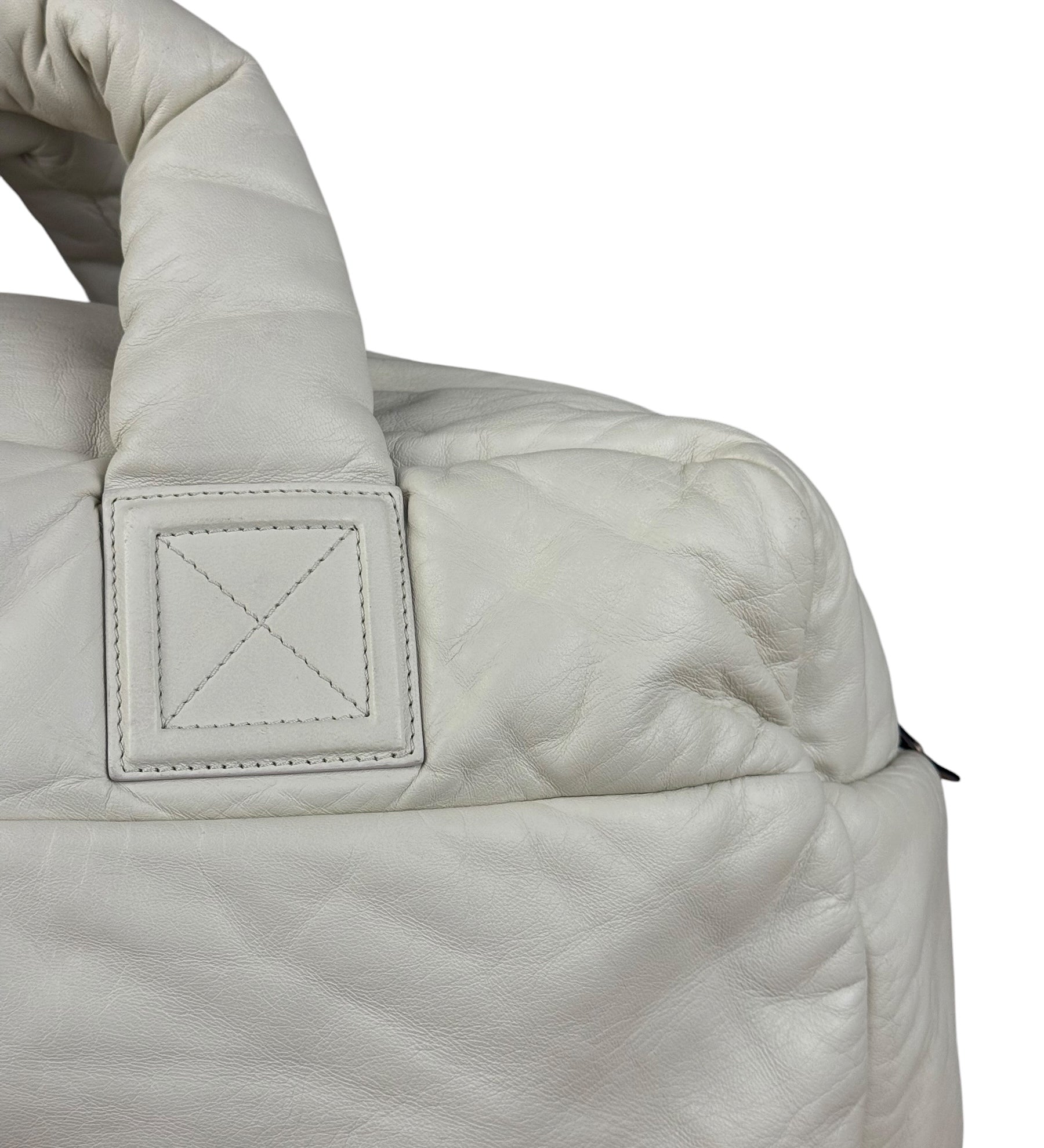 Chanel Coco Cocoon Ivory Puff Leather Boston Handbag 2009
