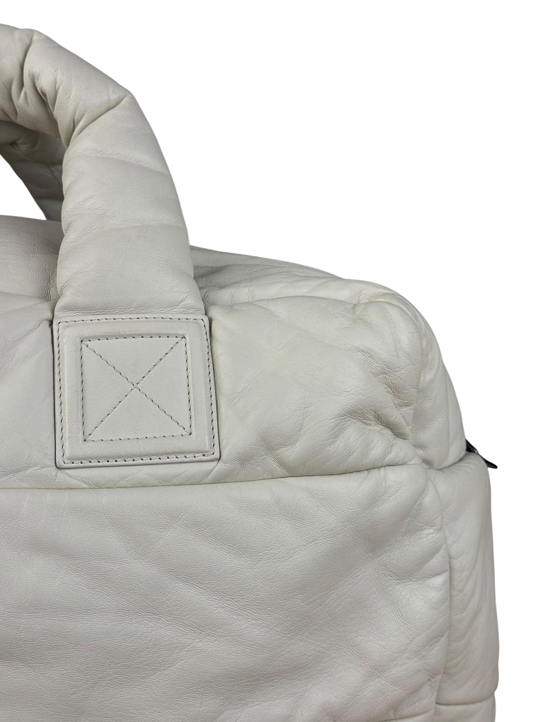 Chanel Coco Cocoon Ivory Puff Leather Boston Handbag 2009