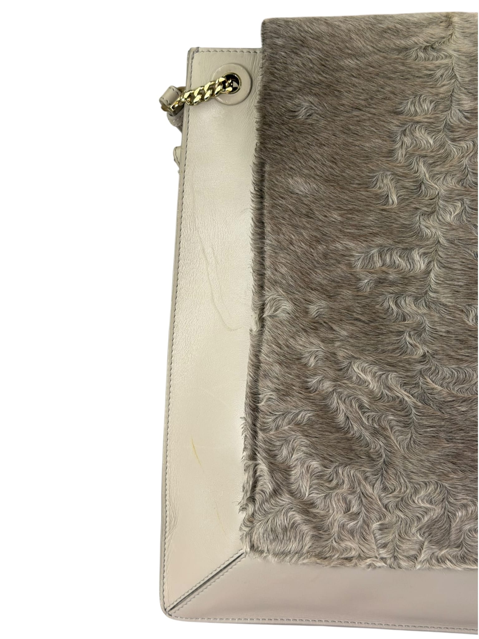 Jasonwu Grey Leather Lamb Fur Flap Tote