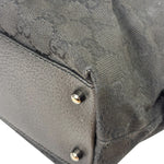 Gucci Black Leather Trim GG Top Handle Bag