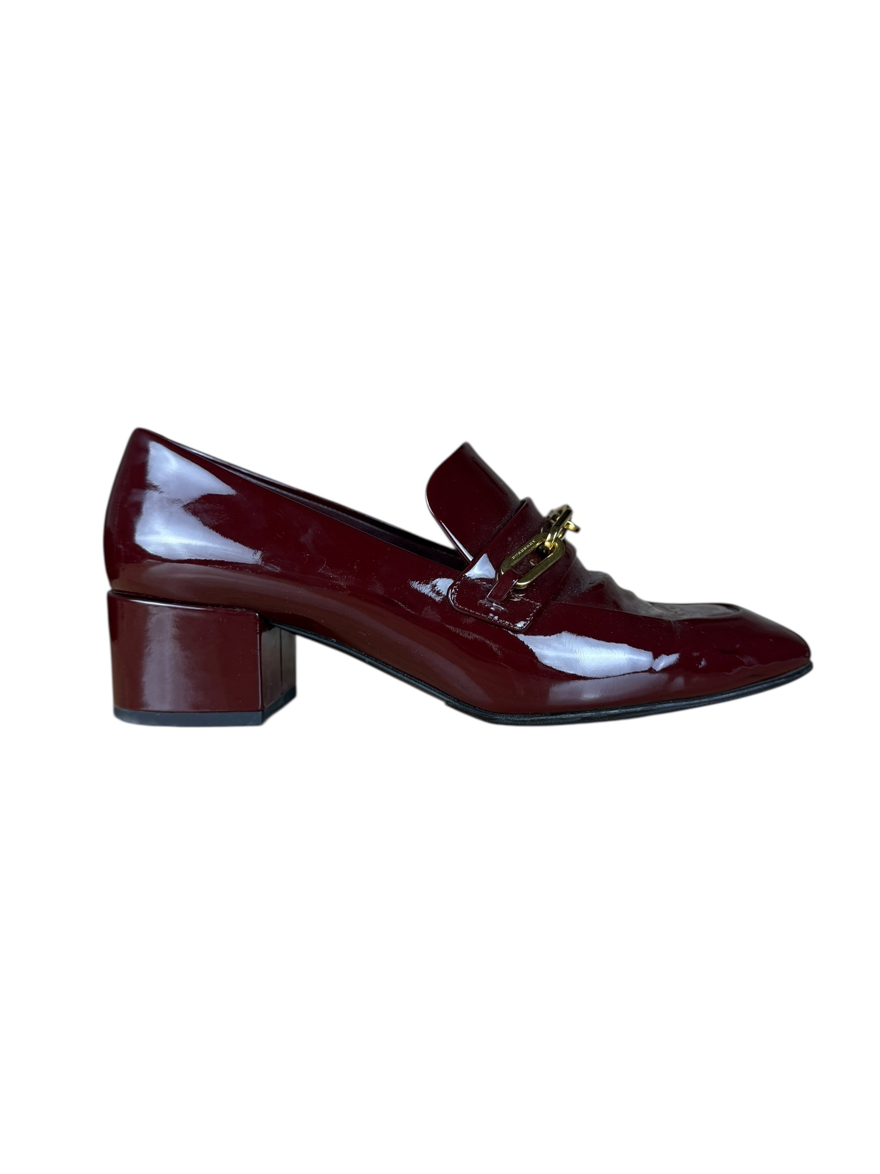 Burberry Burgundy Patent Leather Loafers