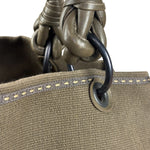 Bottega Venta Vintage Olive/Brown Canvas Large Shopper Shoulder Bag