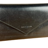 Balenciaga Black Leather Flap Wallet on Chain Bag