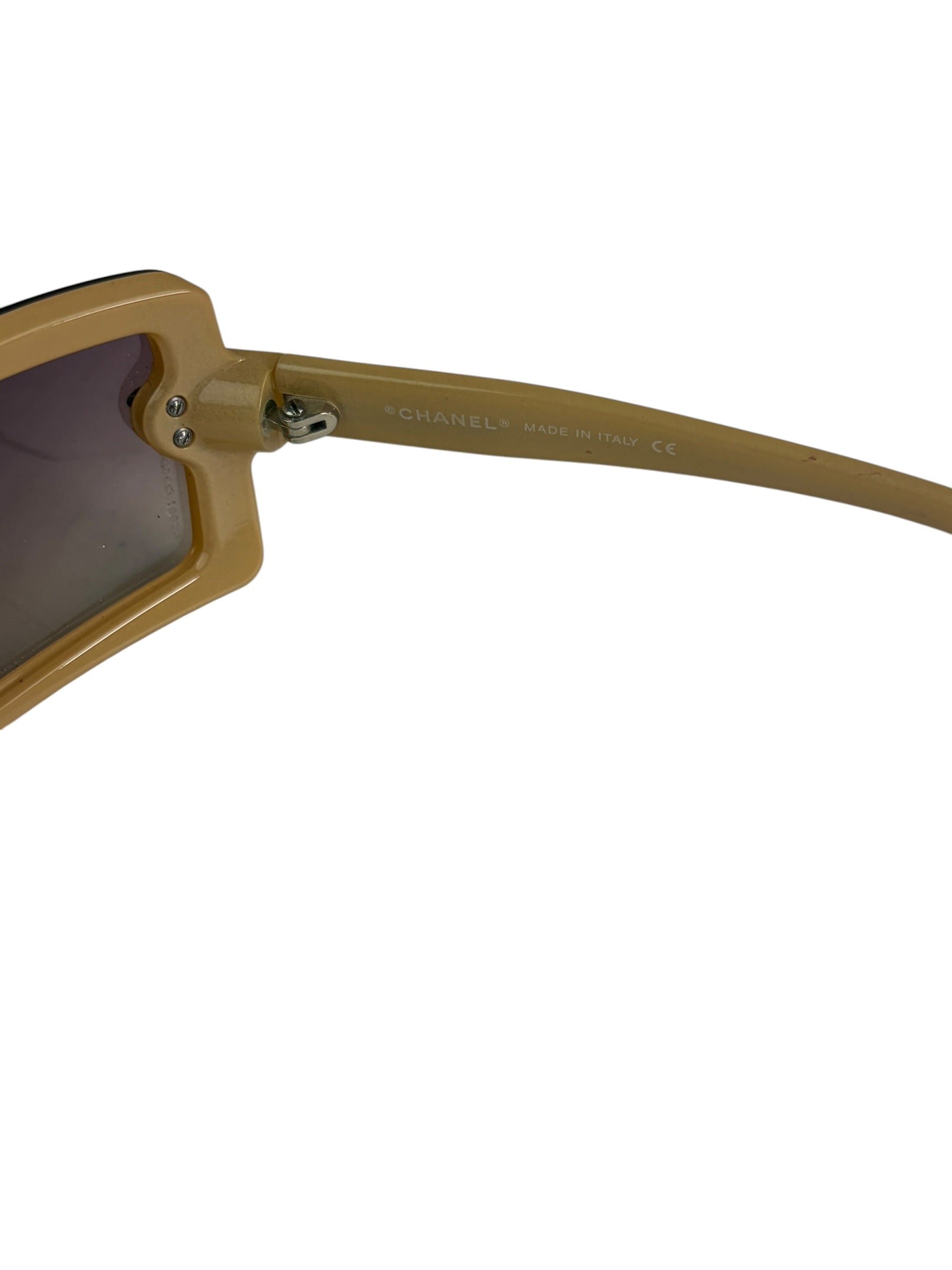 Chanel Beige/Brown Shield Wraparound Reading Sunglasses