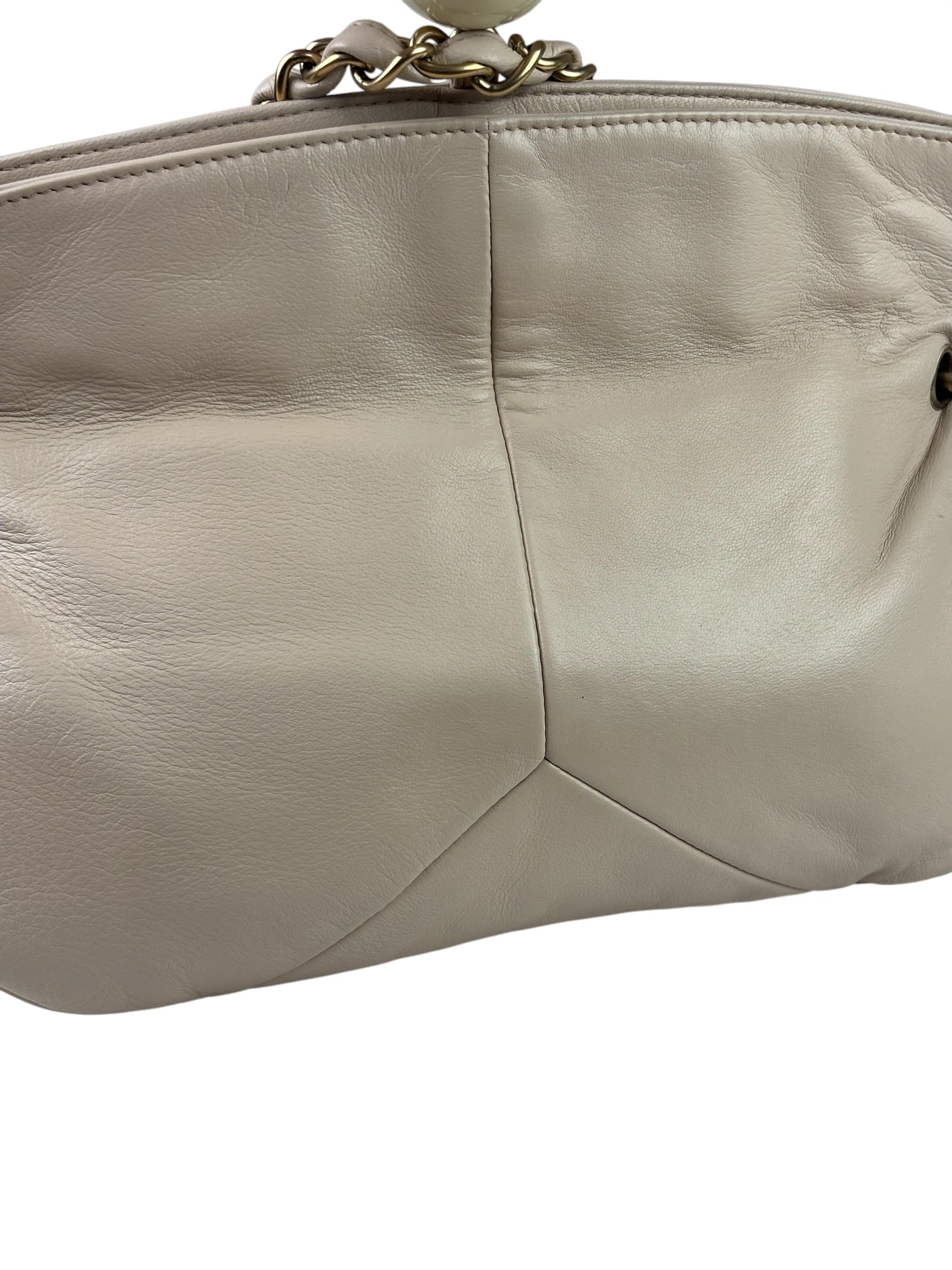Chanel Cream Leather Cue Ball Foldover Shoulder Bag 2003