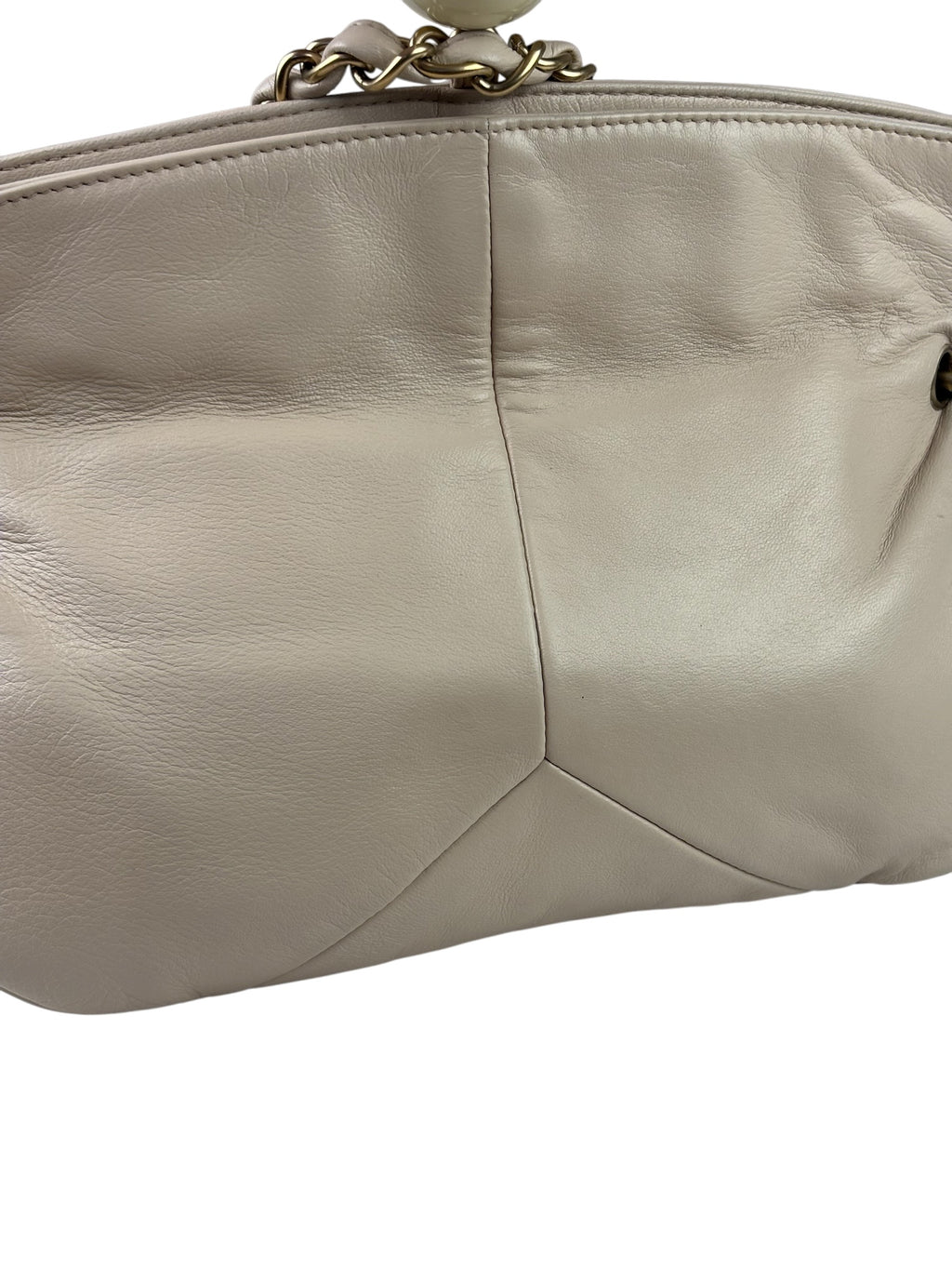 Chanel Cream Leather Cue Ball Foldover Shoulder Bag 2003