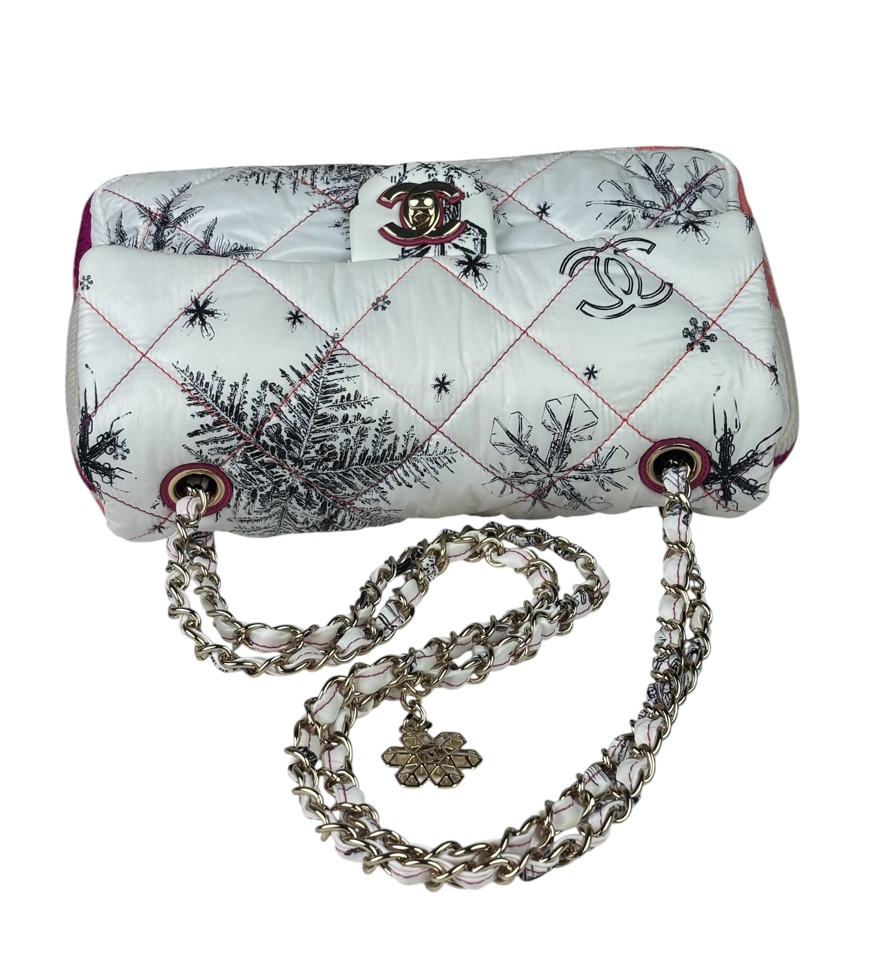 Chanel White Quilted Nylon Coco Neige Snowflake Flap Bag 2019