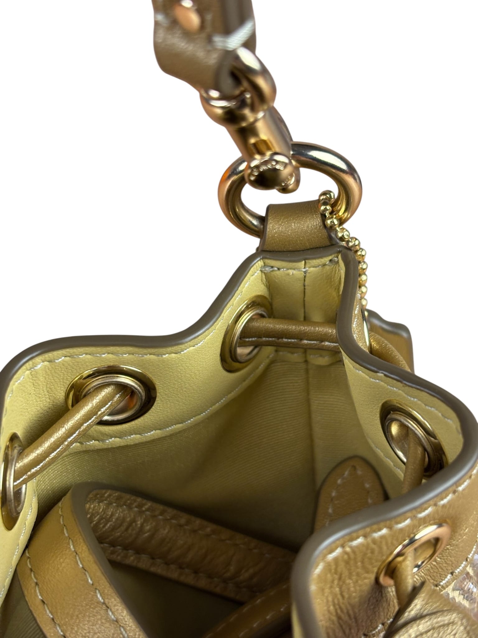 Coach Yellow Gold Mini Bucket Crystal Two-Way Bag