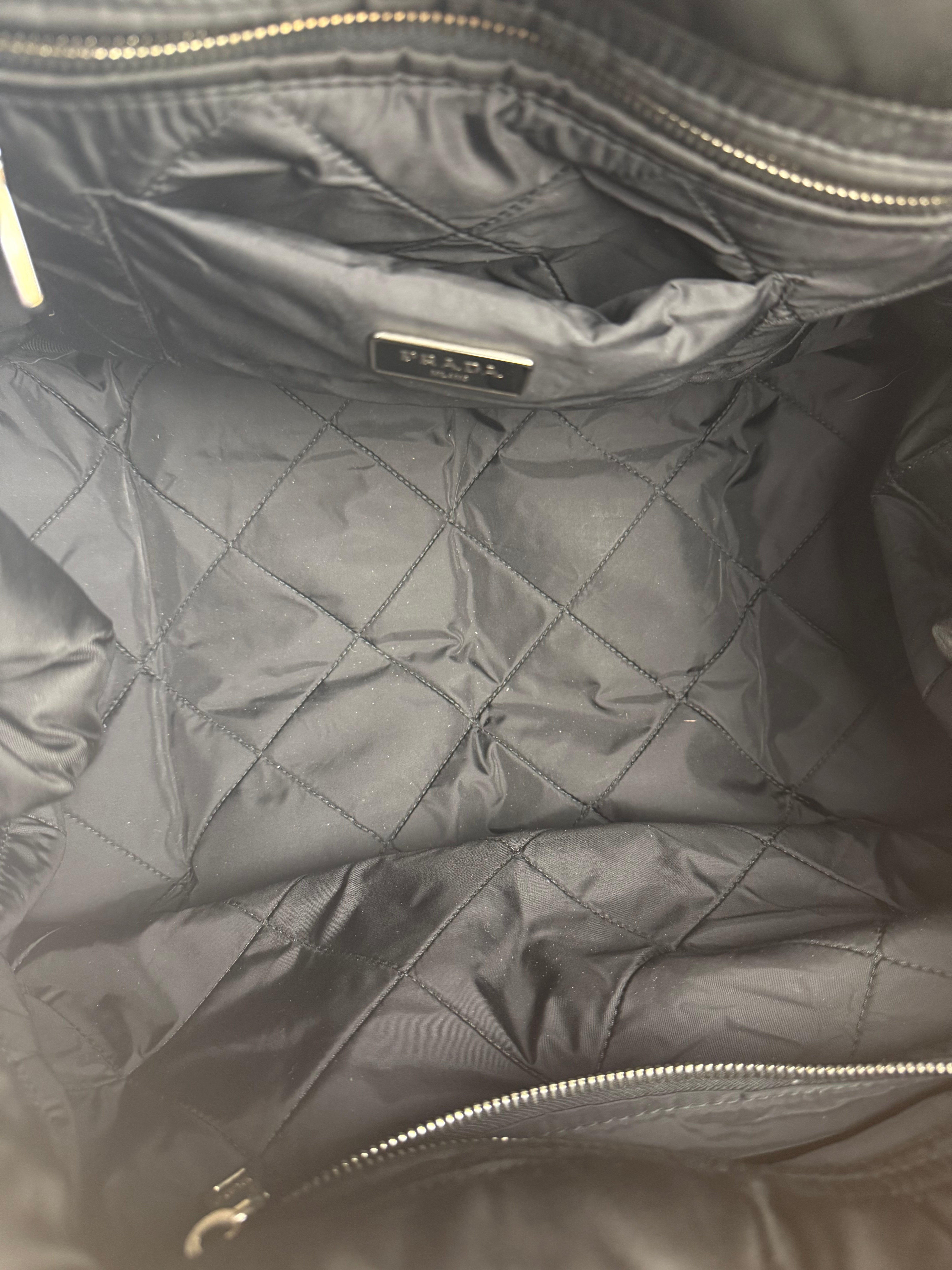 Prada Black Quilt Bomber Duffle Bag