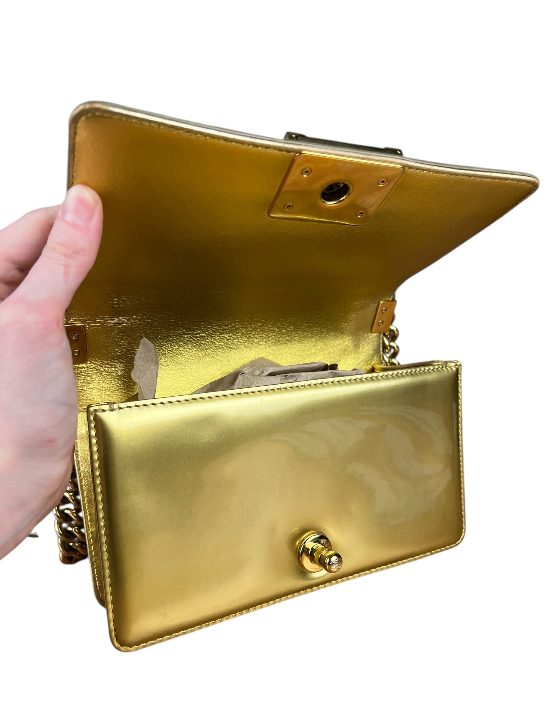 Chanel Gold Metallic CC Boy Bag 2014