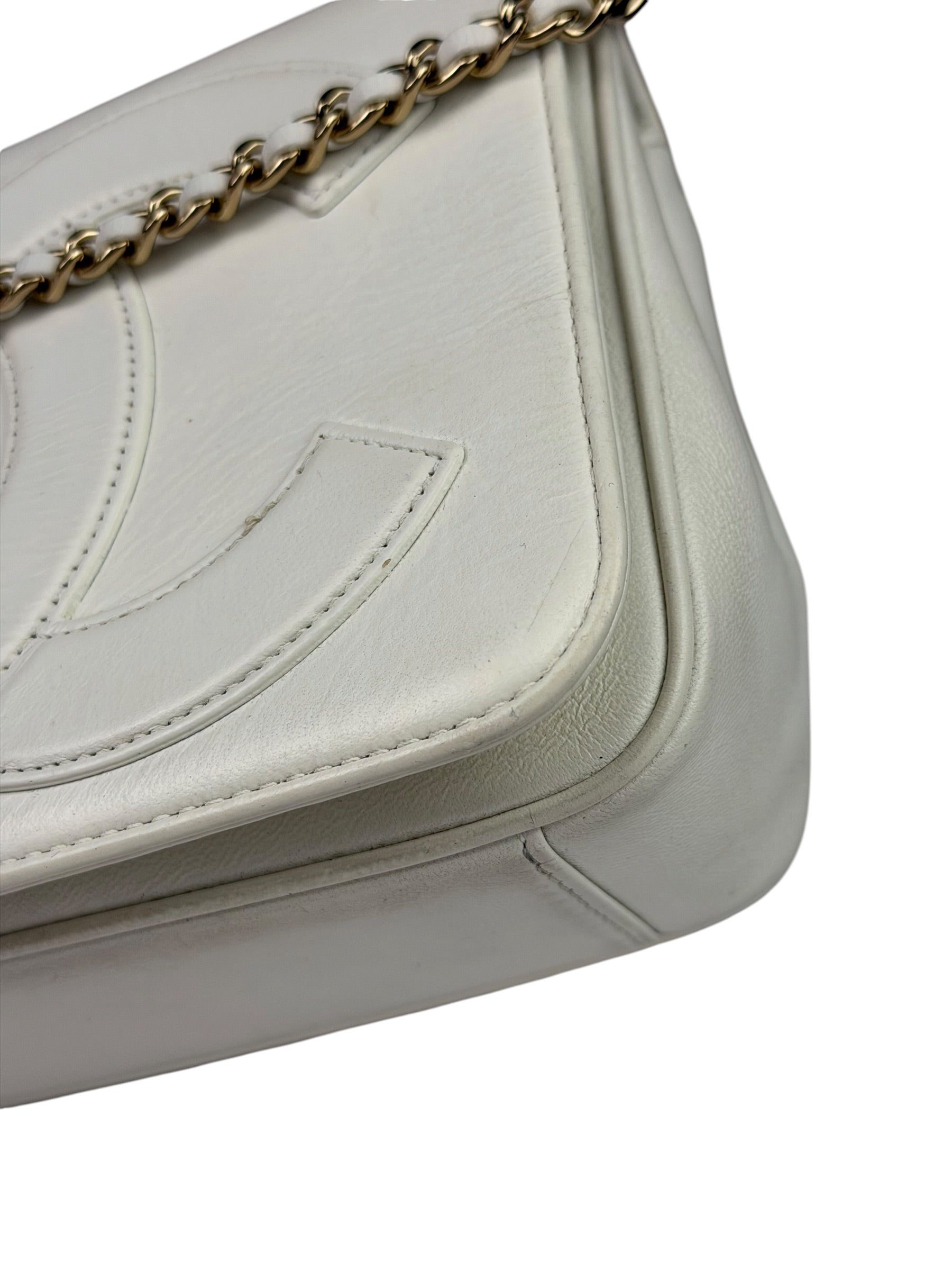 Chanel White Leather CC Mania Flap Bag 2019